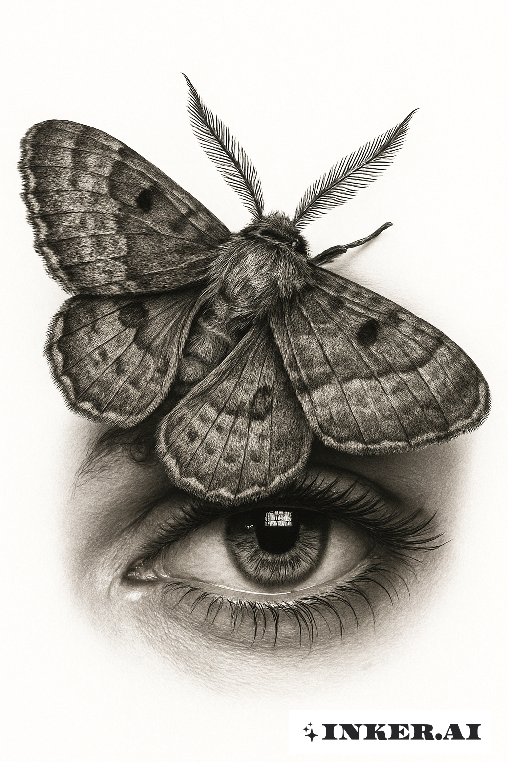 Realistische Motte, die ein Auge bedeckt