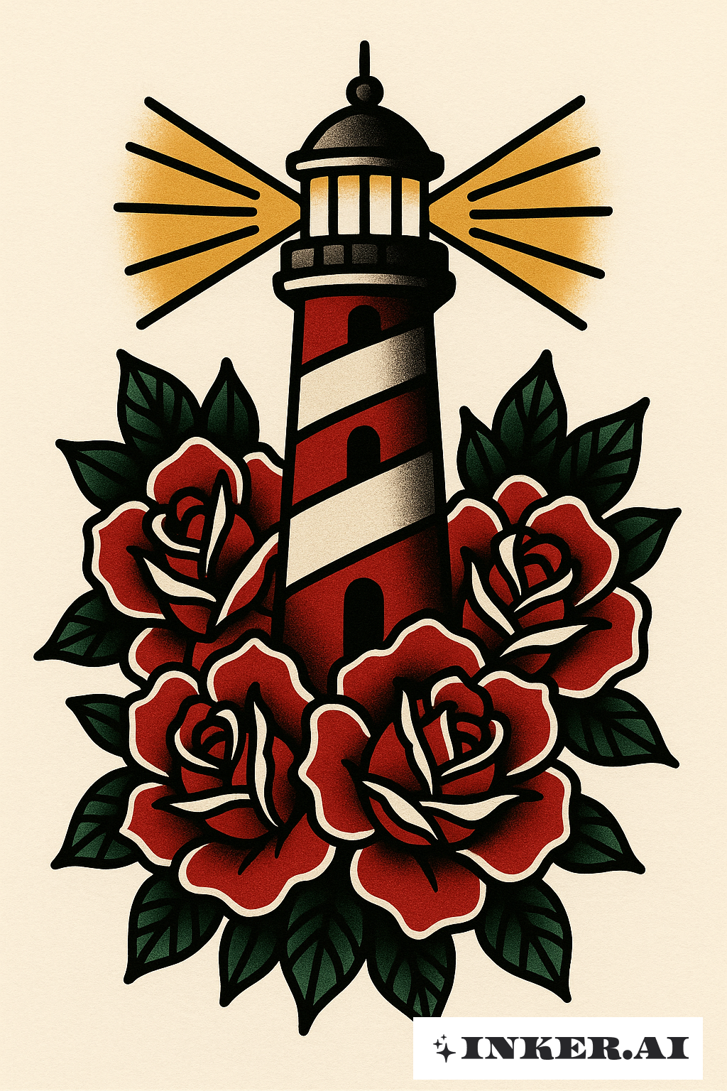 Faro Americano Tradicional con Rosas