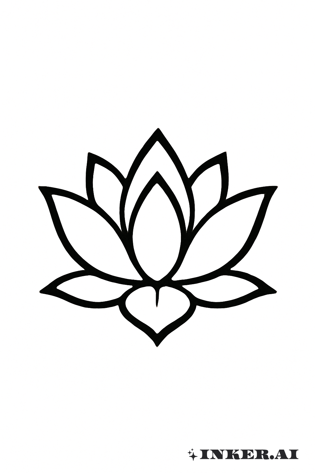 Black and White Lotus Flower Silhouette