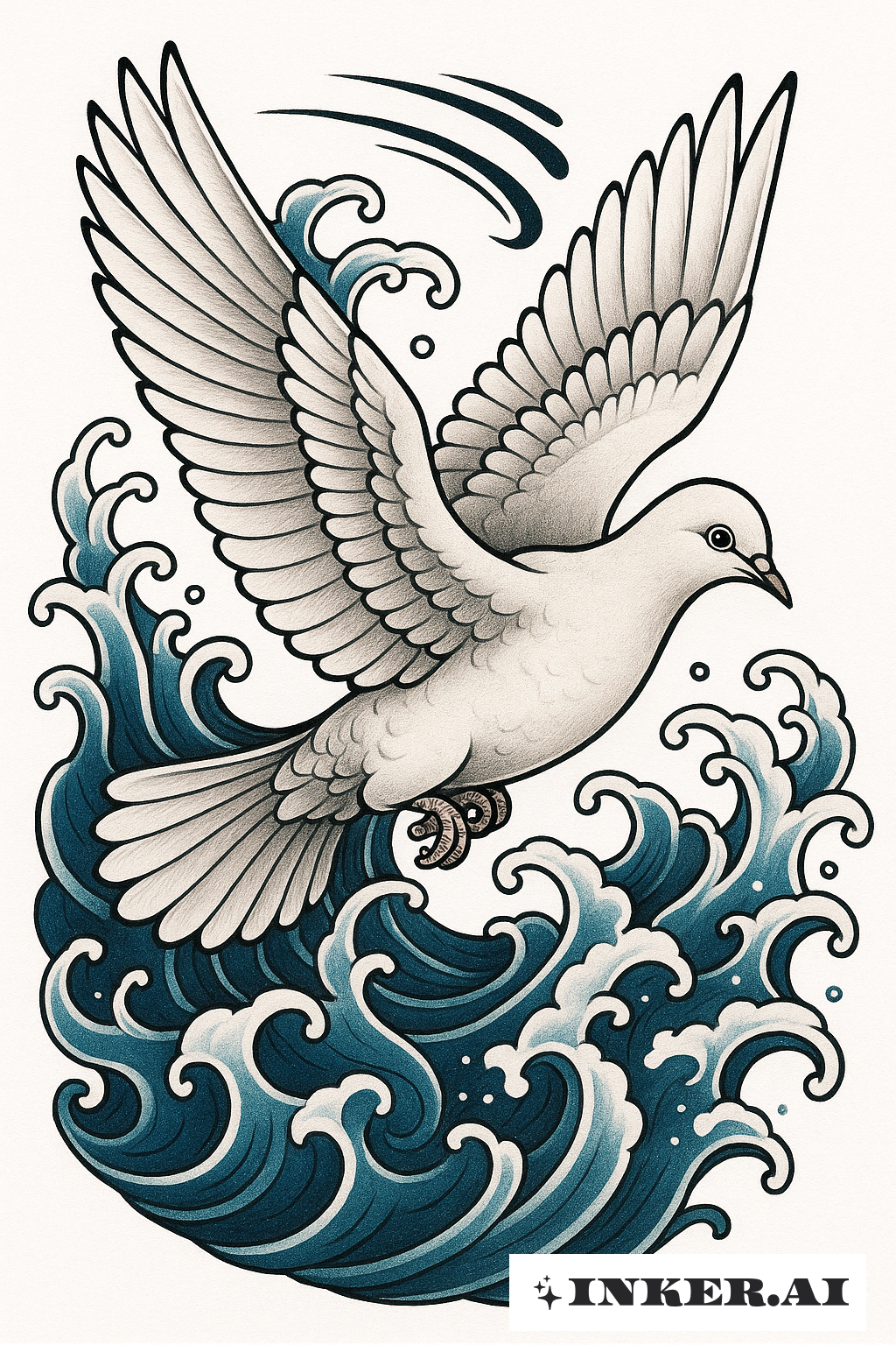 Colombe de Paix et Motif d'Eau Ondoyante