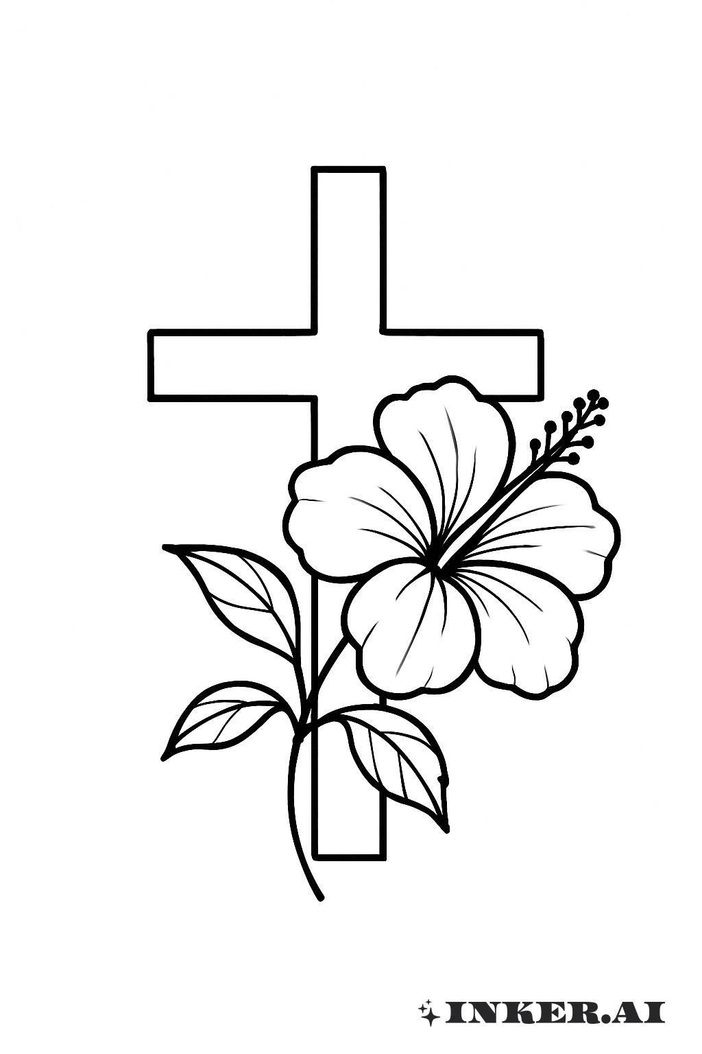 Simple Cross Wrapped With A Hibiscus
