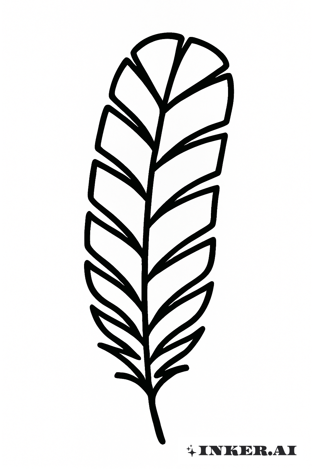 Simple Turkey Feather With Bold Lines
