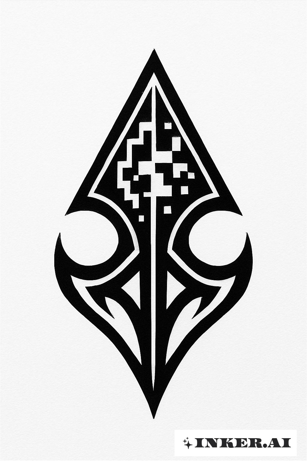 デジタル部族模様を持つZ世代の矢じり