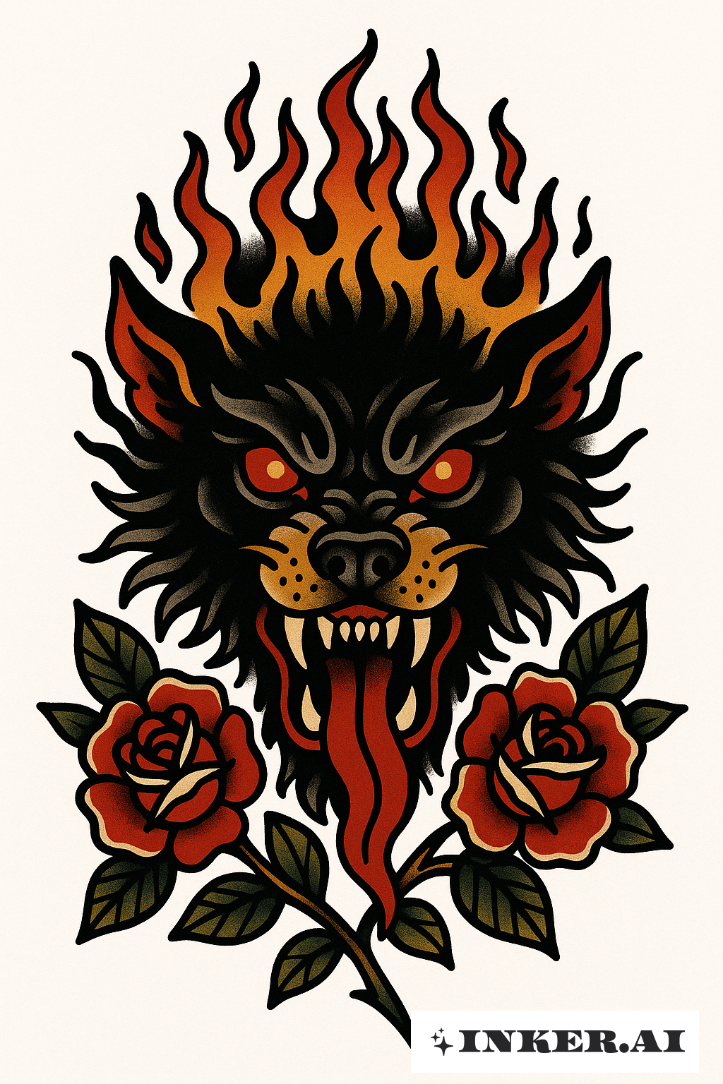 Das wilde Porträt eines übernatürlichen Höllenhundes