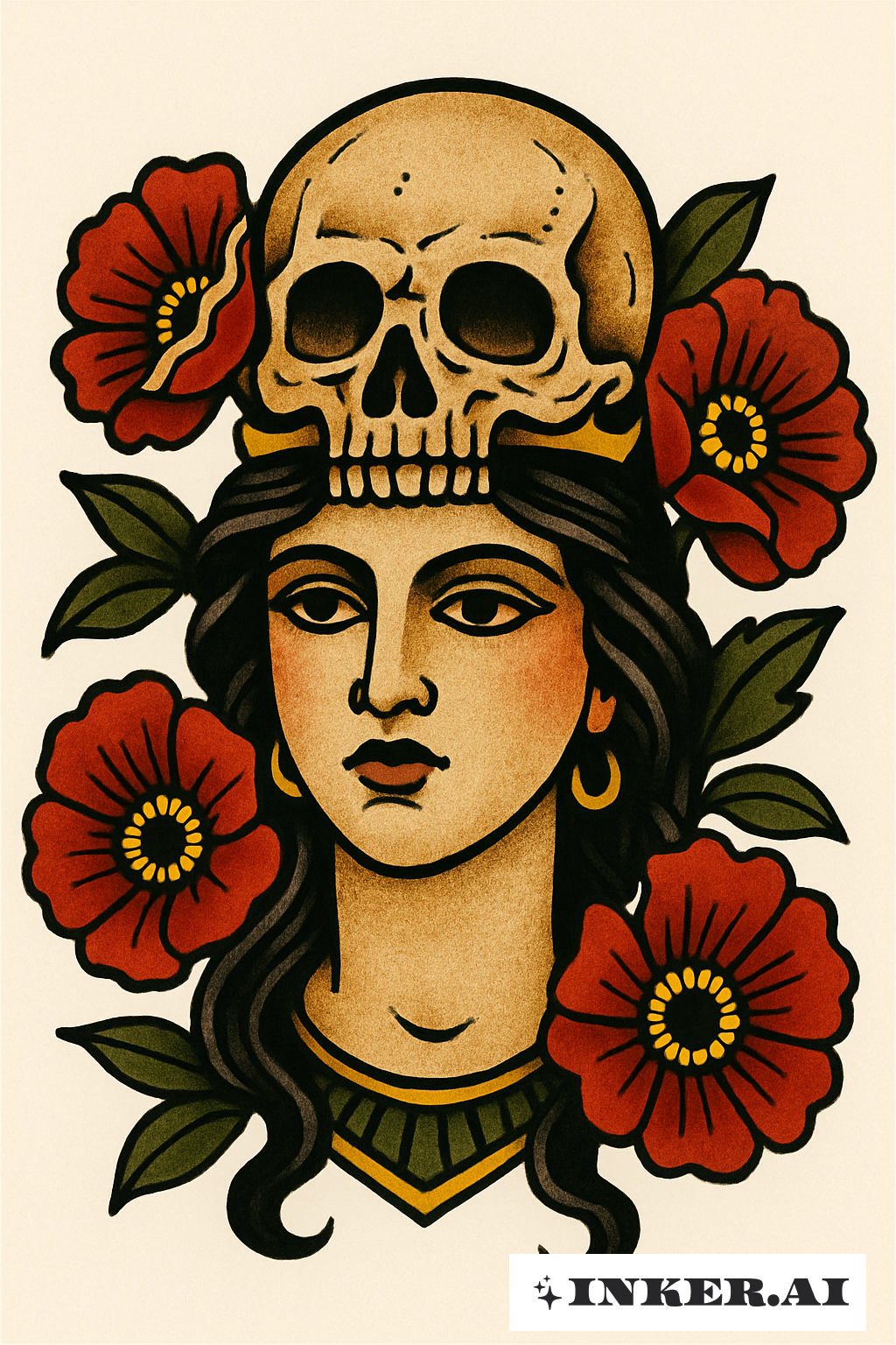 Persephone Crowned By Skull And Poppies