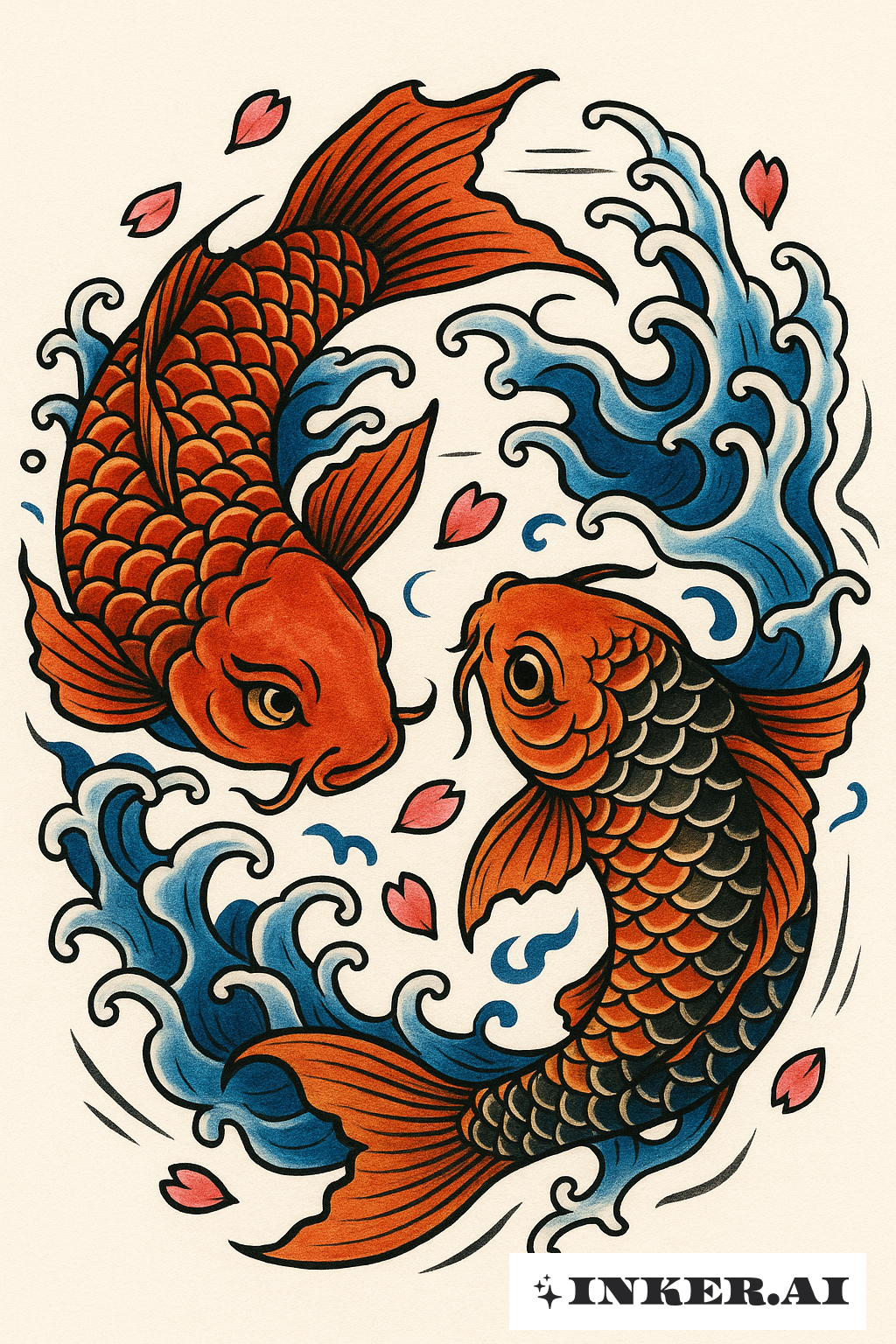 Duas Carpas Japonesas como o Signo de Peixes