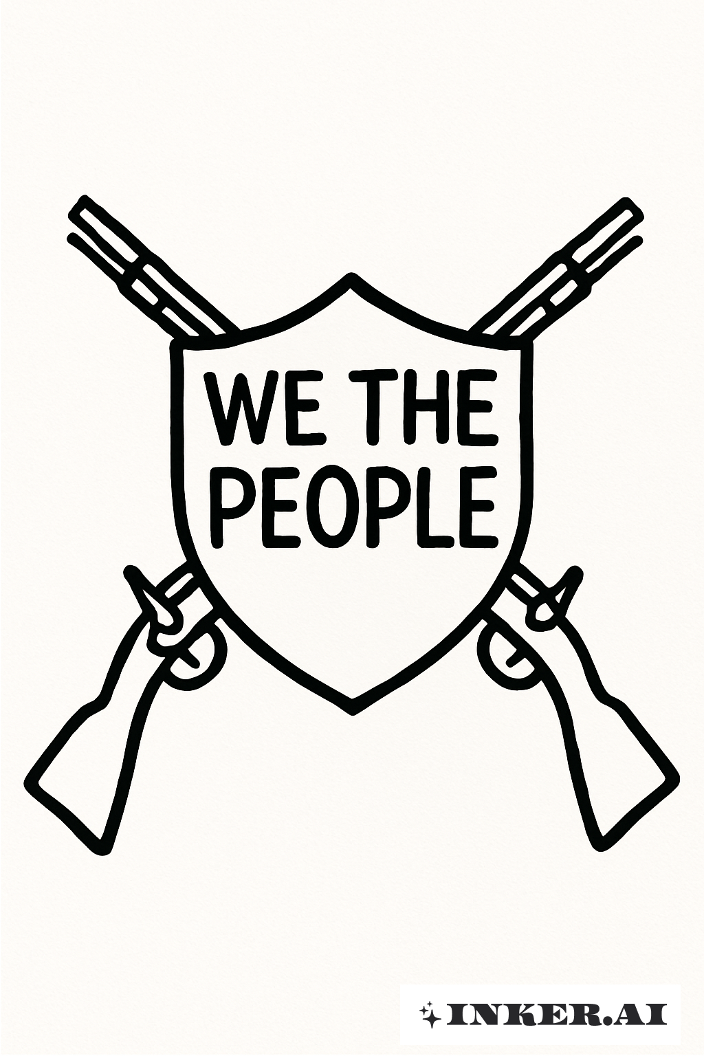 Mosquetes Cruzados Atrás do Escudo 'Nós, o Povo'