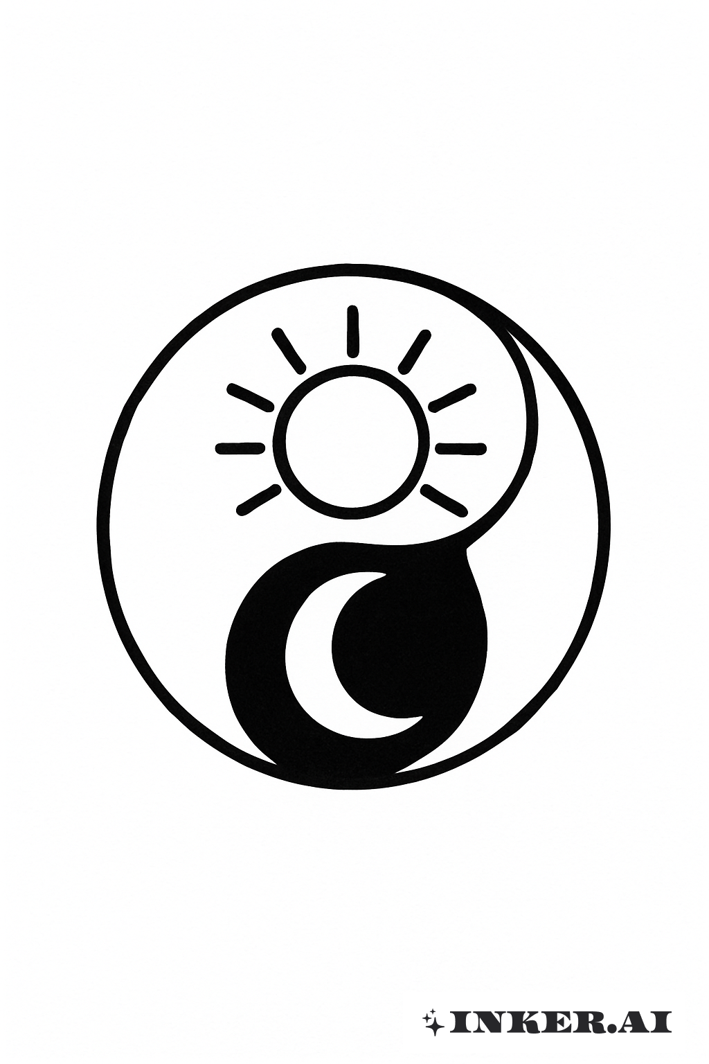 陰陽の円にある太陽と月