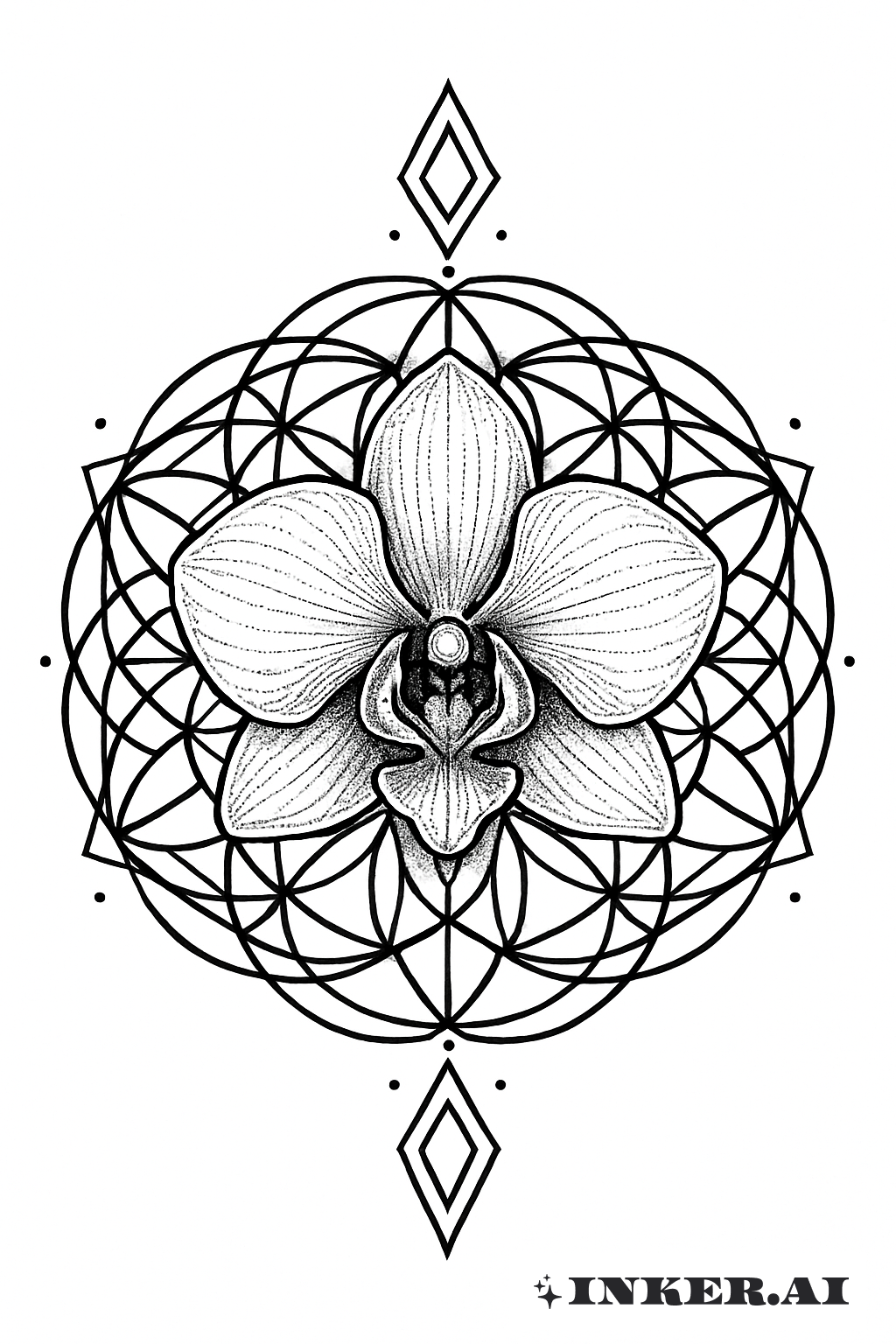 Mandala de Orquídea de Geometría Sagrada