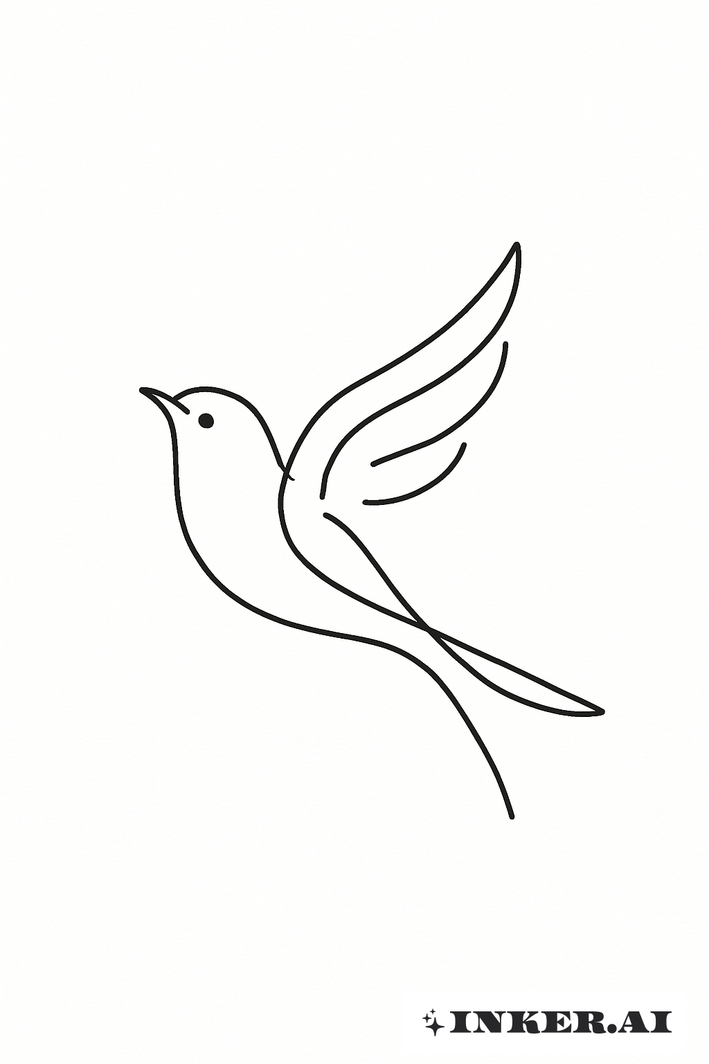 Rising Sparrow In A Single Line