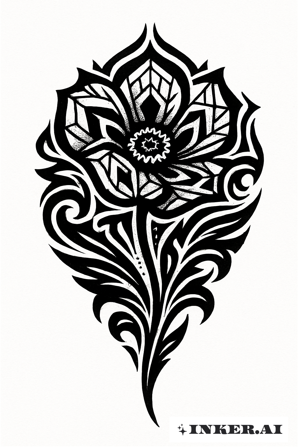 Ein stilisierter Tribal-Mohnblüten