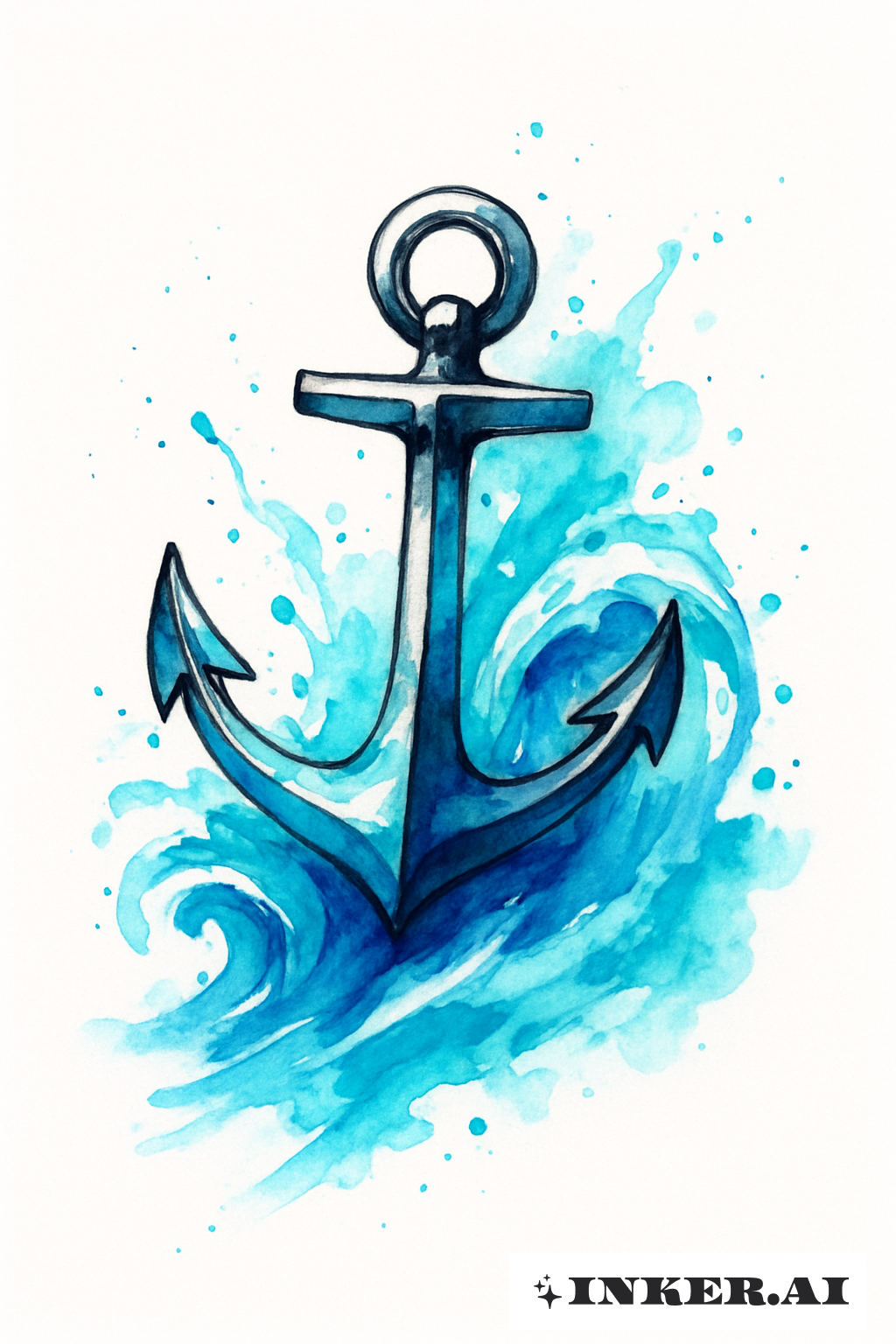 Ocean Spray Watercolor Anchor