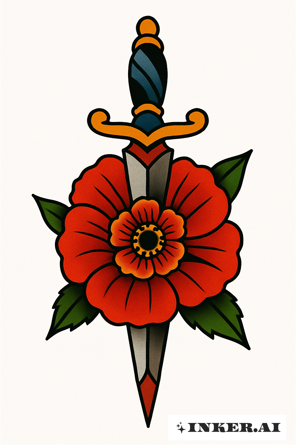 Dolch durch eine kühne Mohnblume