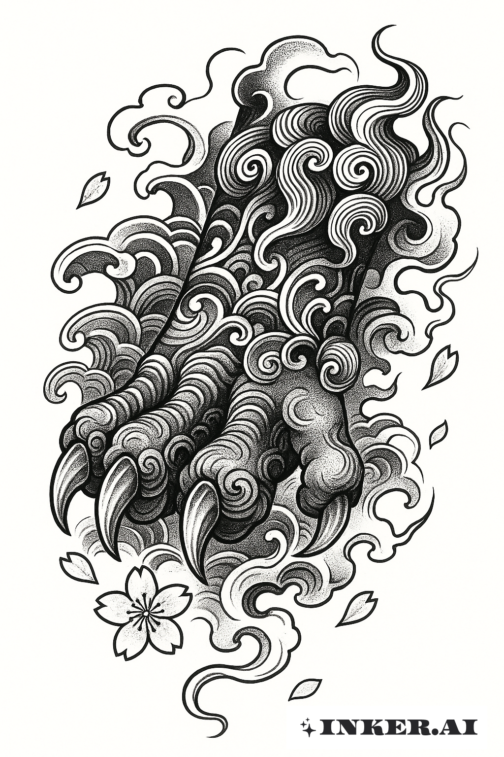 Pattes puissantes du chien gardien japonais Foo Dog