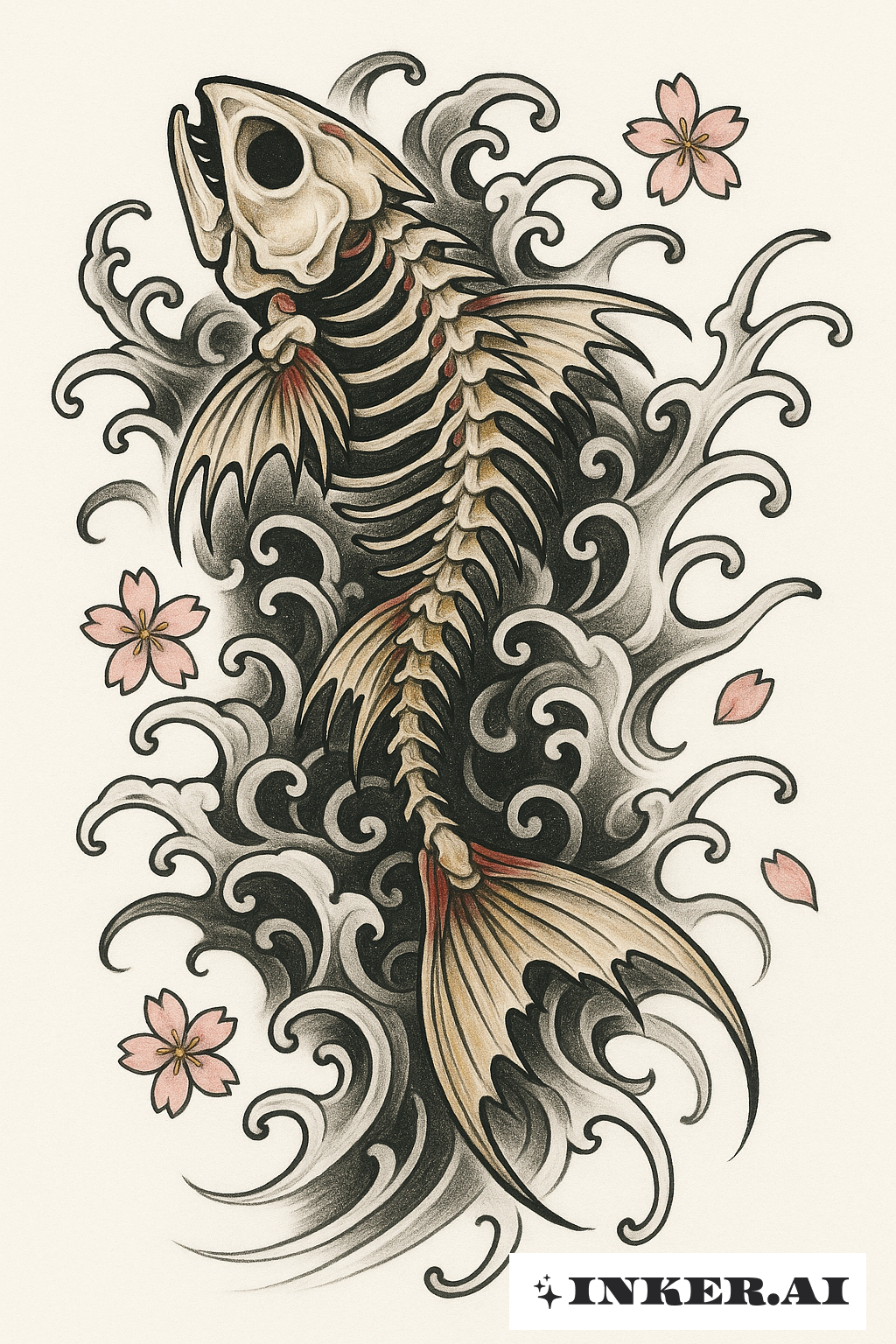 Ascending Koi Fish Skeleton
