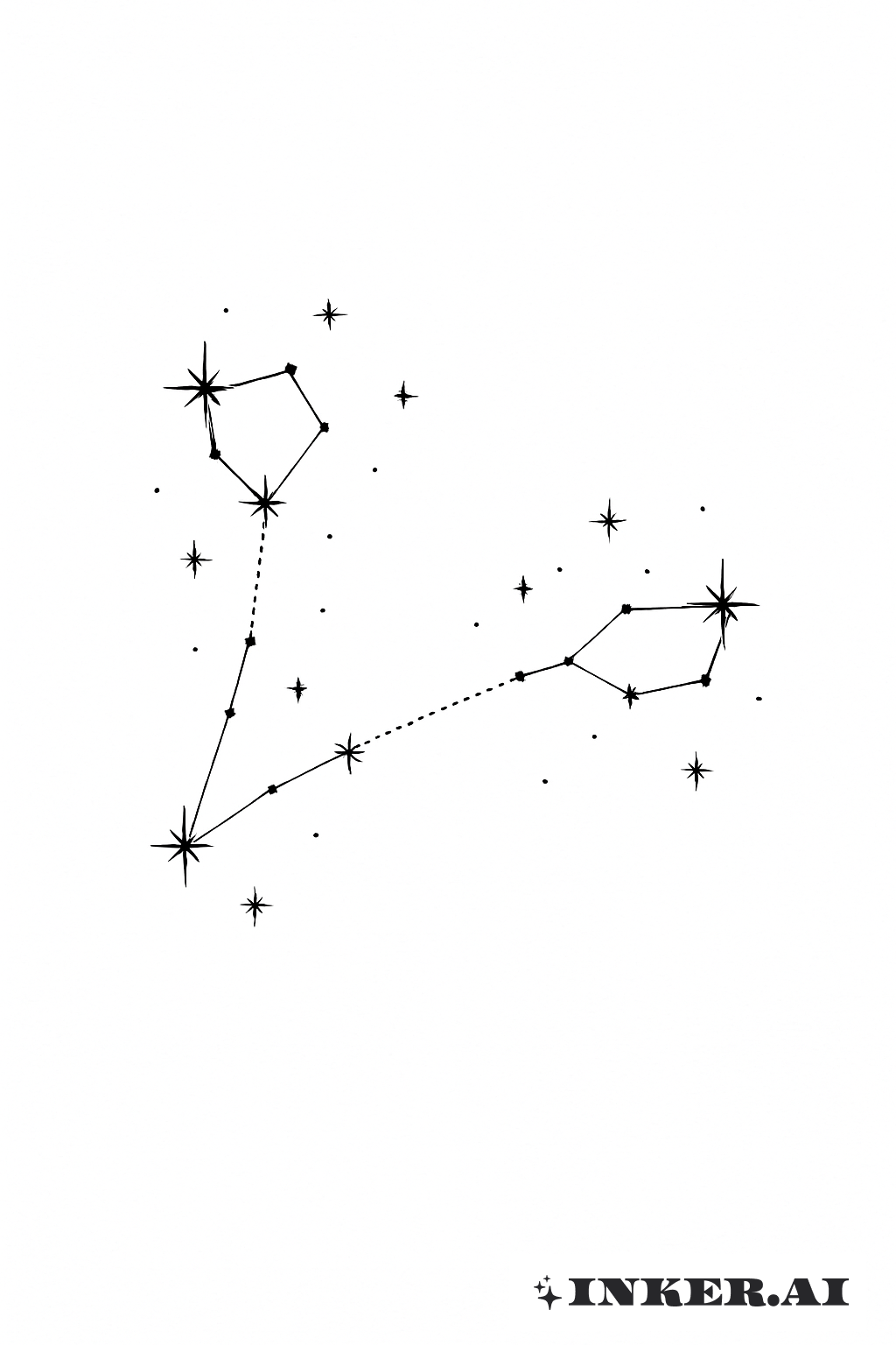 Uma Constelação de Peixes Delicada e Estrelas