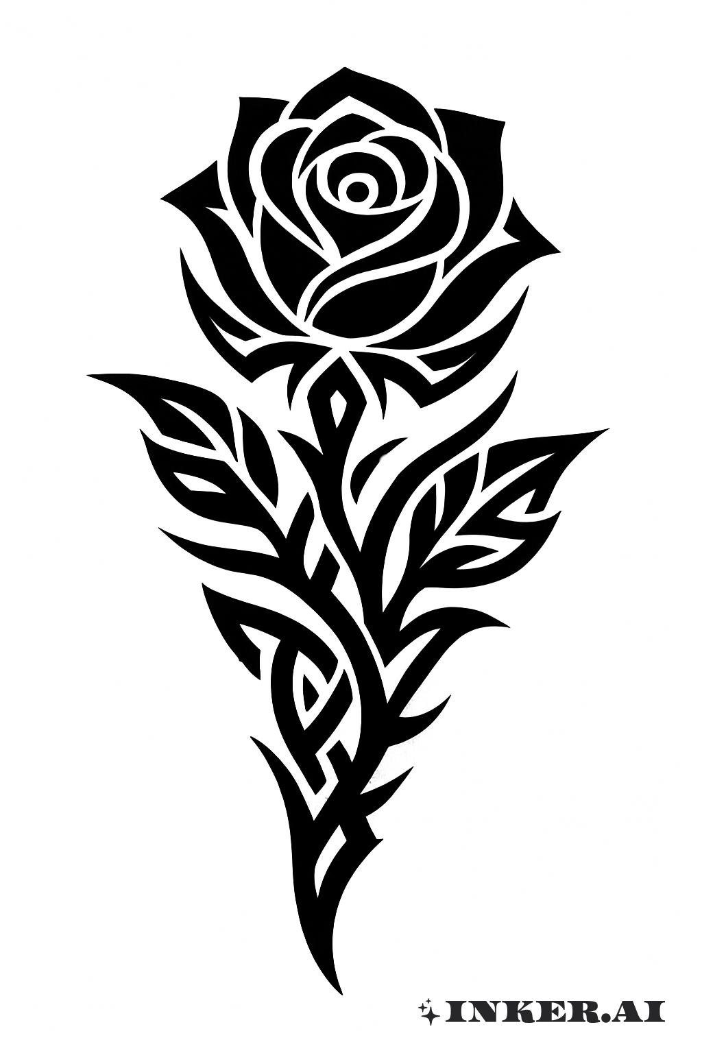 Tribal Pattern Forming A Black Rose