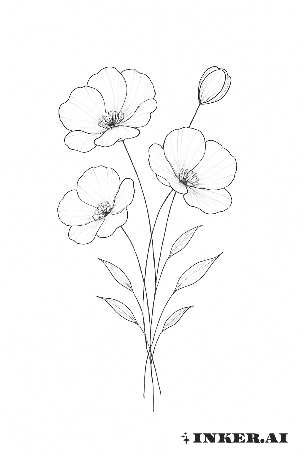 Ein Zartes Bouquet aus Mohnlinien
