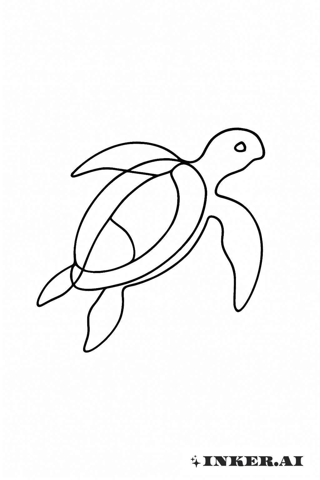 Tortue de mer à ligne unique contourée