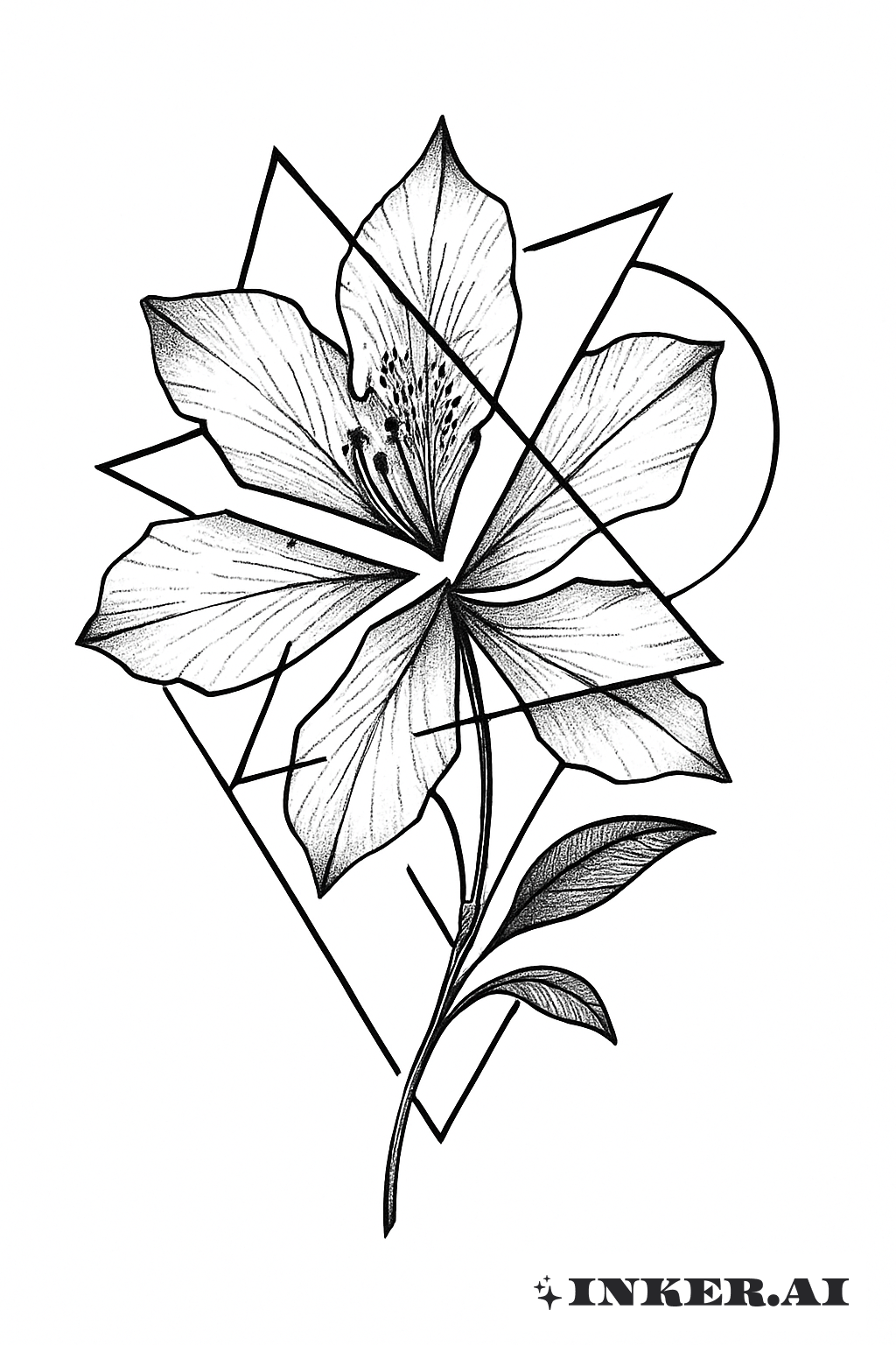Fragmentiertes Rhododendron mit geometrischen Linien