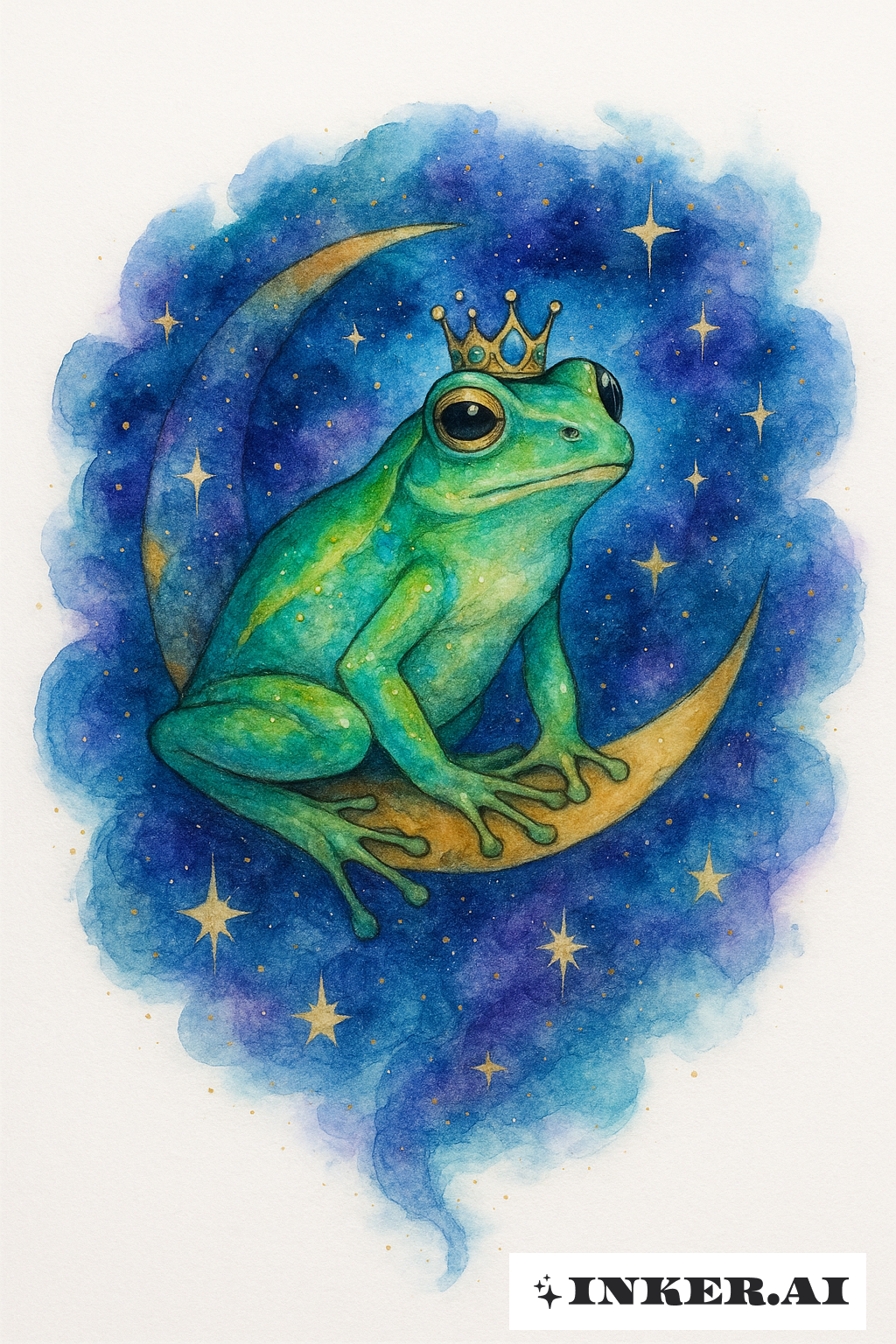 宇宙の星空のお姫様カエル