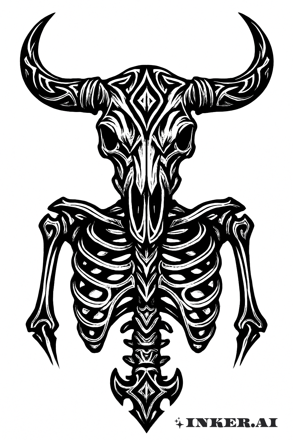 Tribal Bull Skeleton Totem