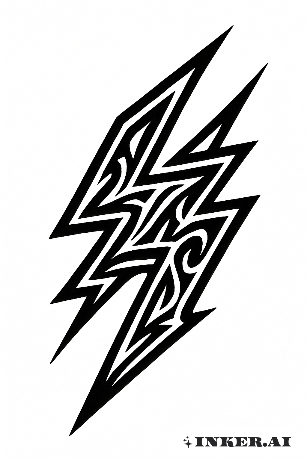 Interlocking Tribal Double Lightning Bolt
