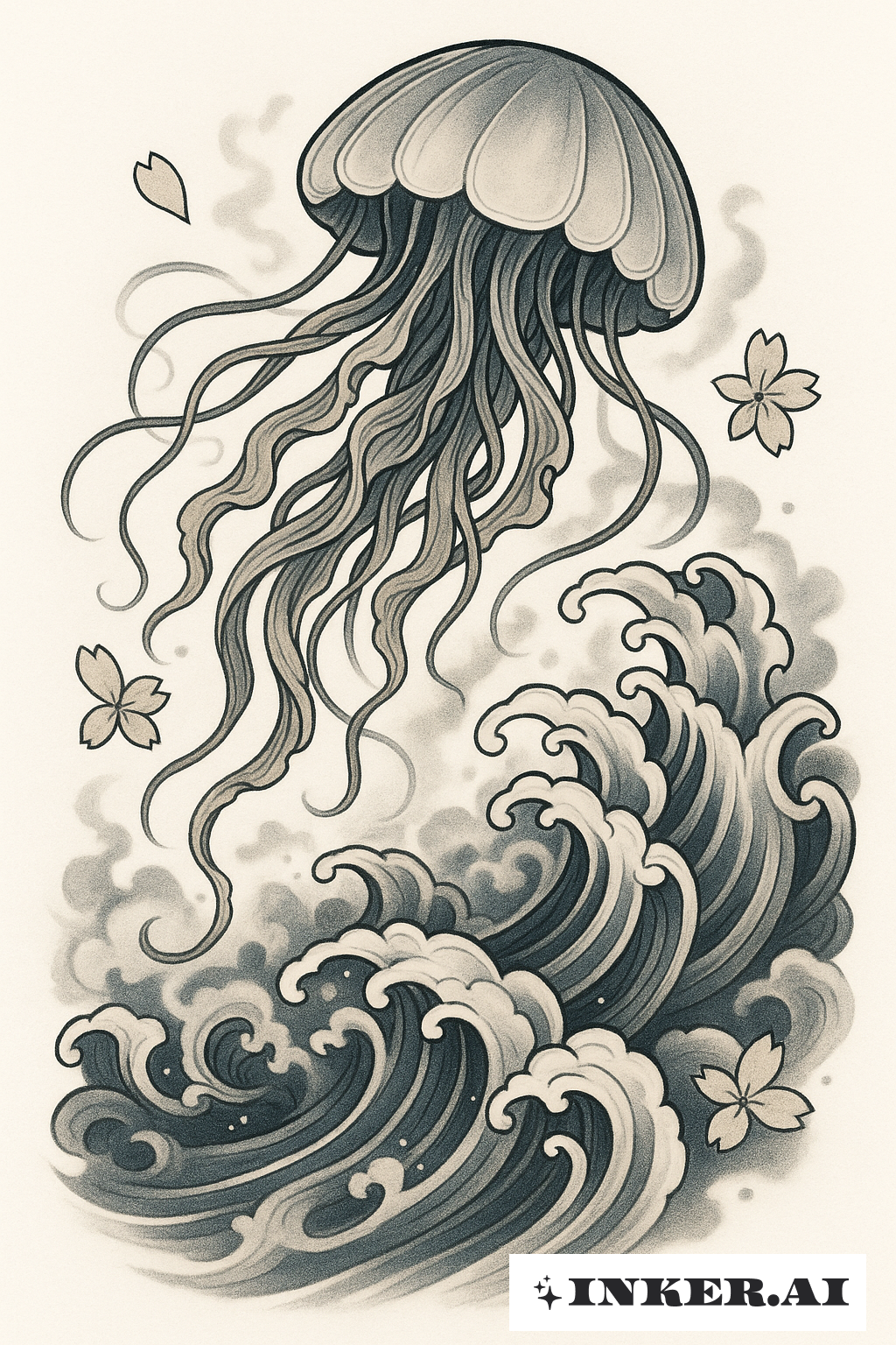 Jellyfish Ghost Over Crashing Waves