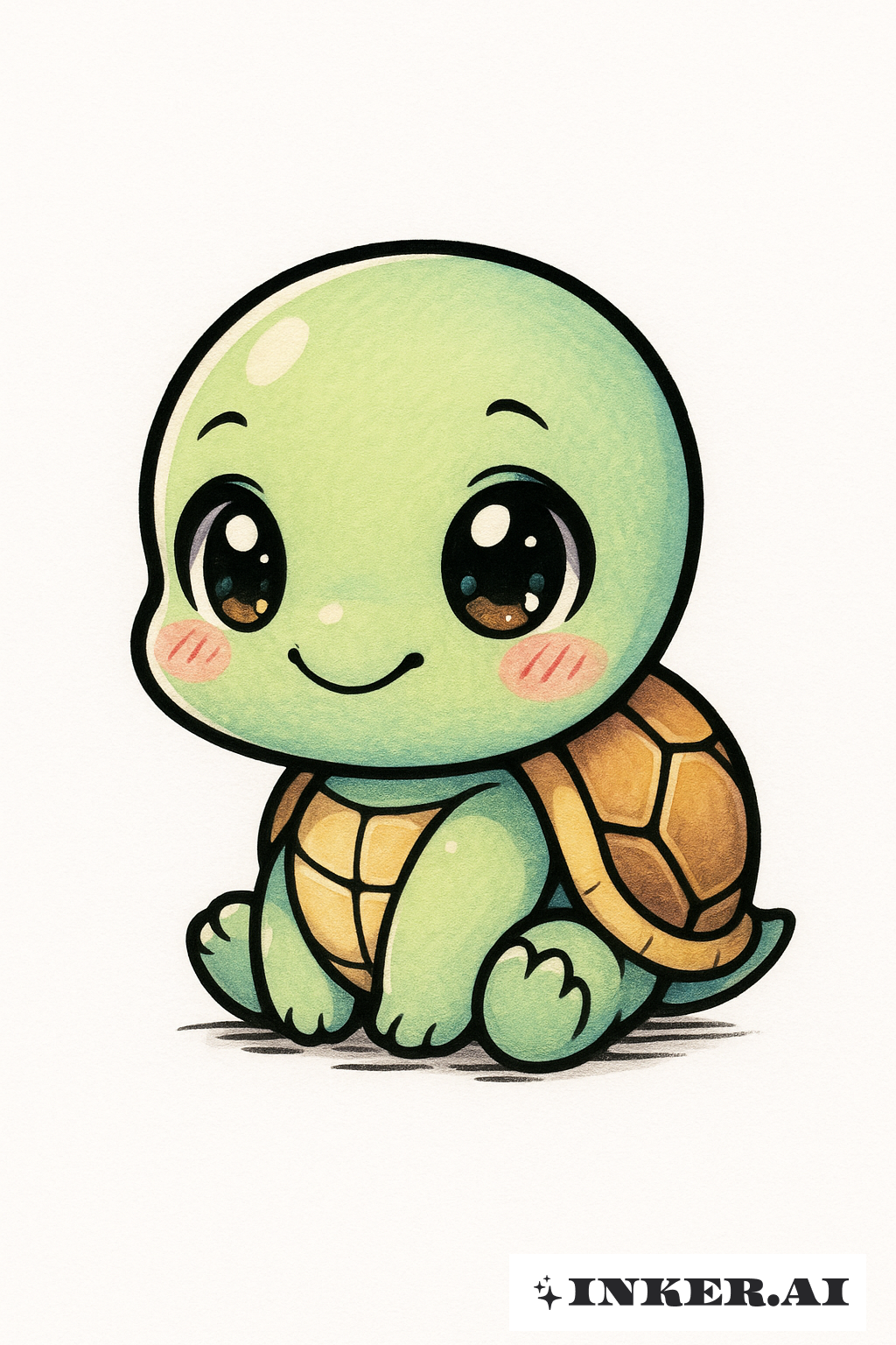 Linda Tortuga Bebé en Estilo Chibi