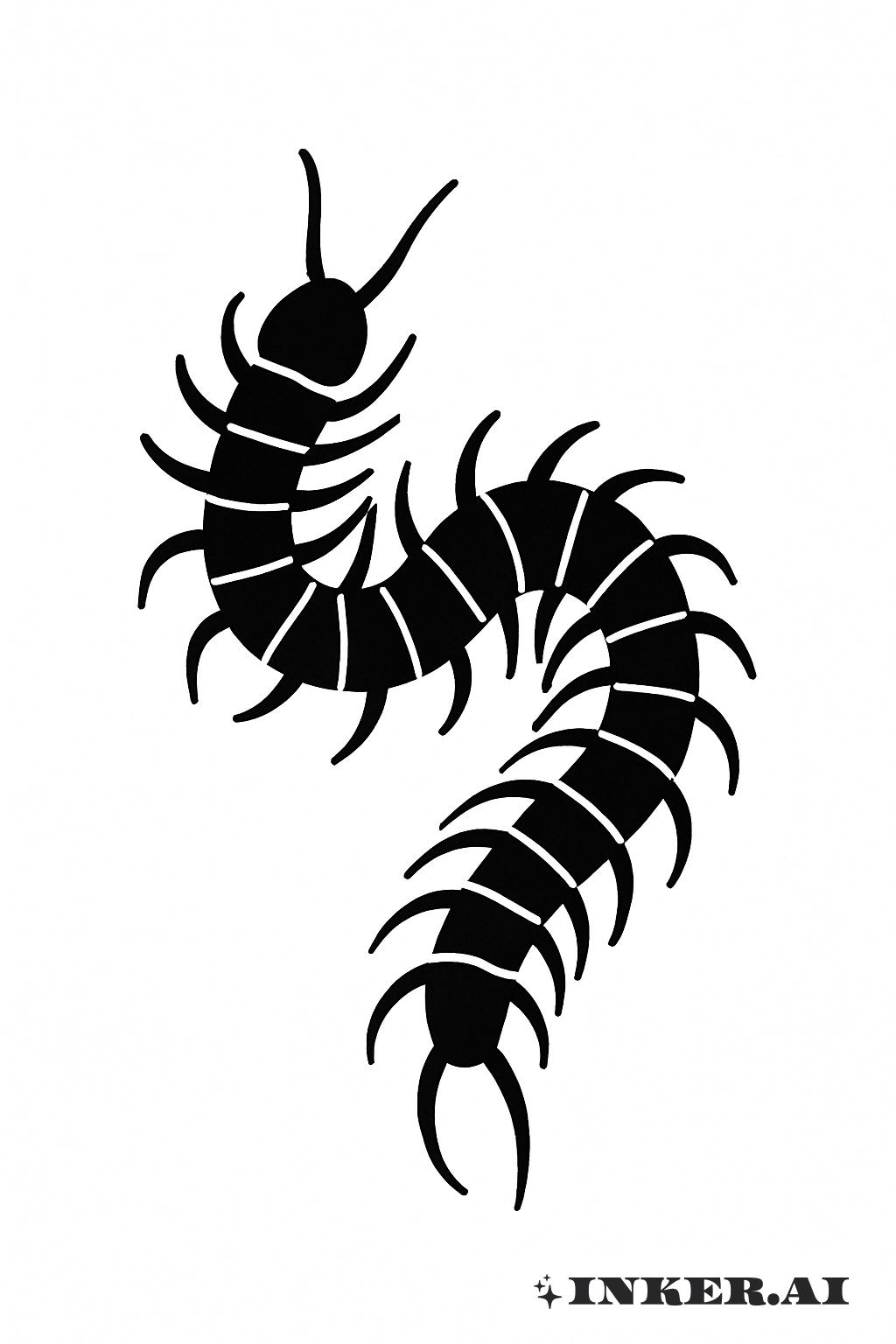Tatouage simple de Mille-pattes en Blackwork