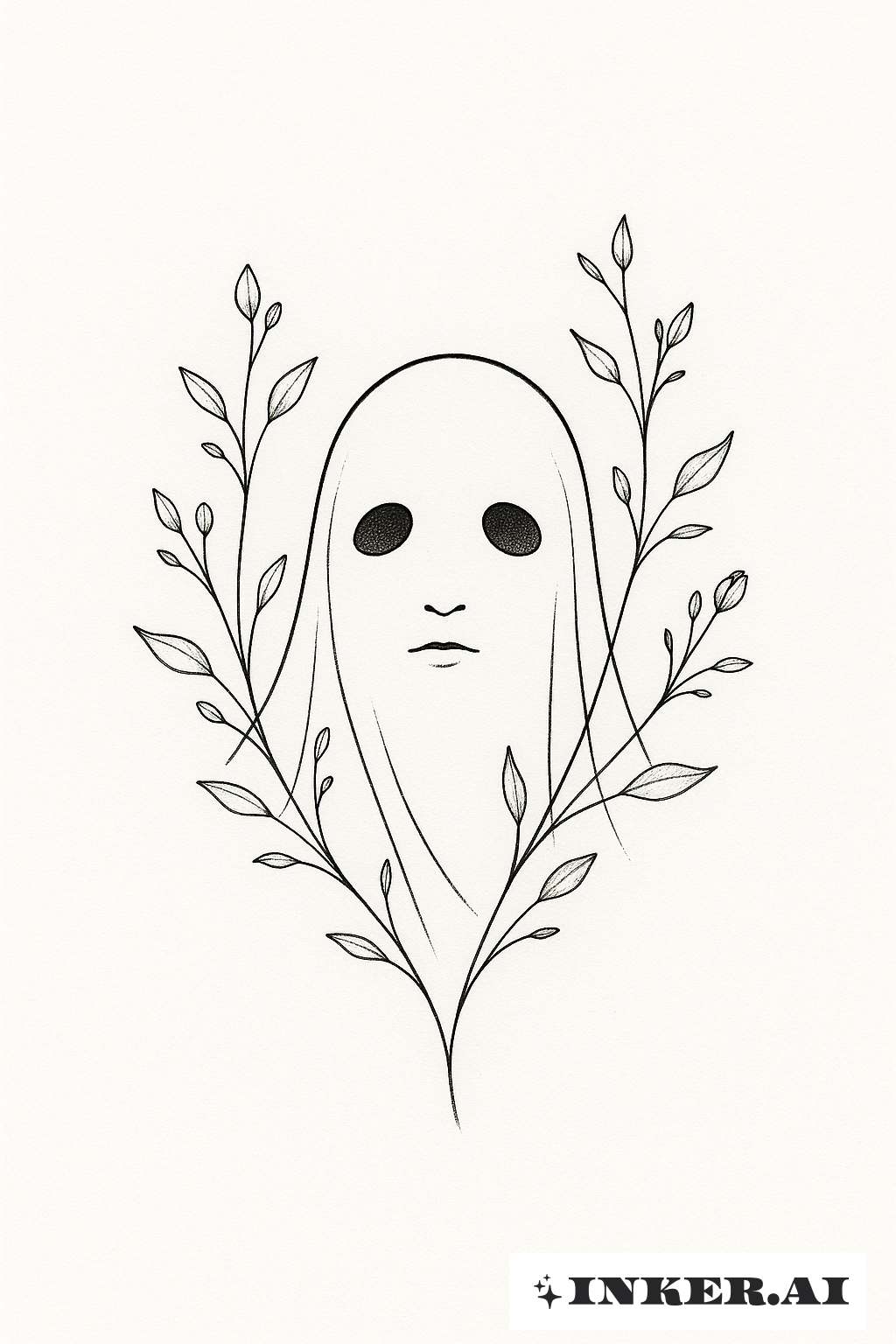 Ghost Face Surrounded By Delicate Branches