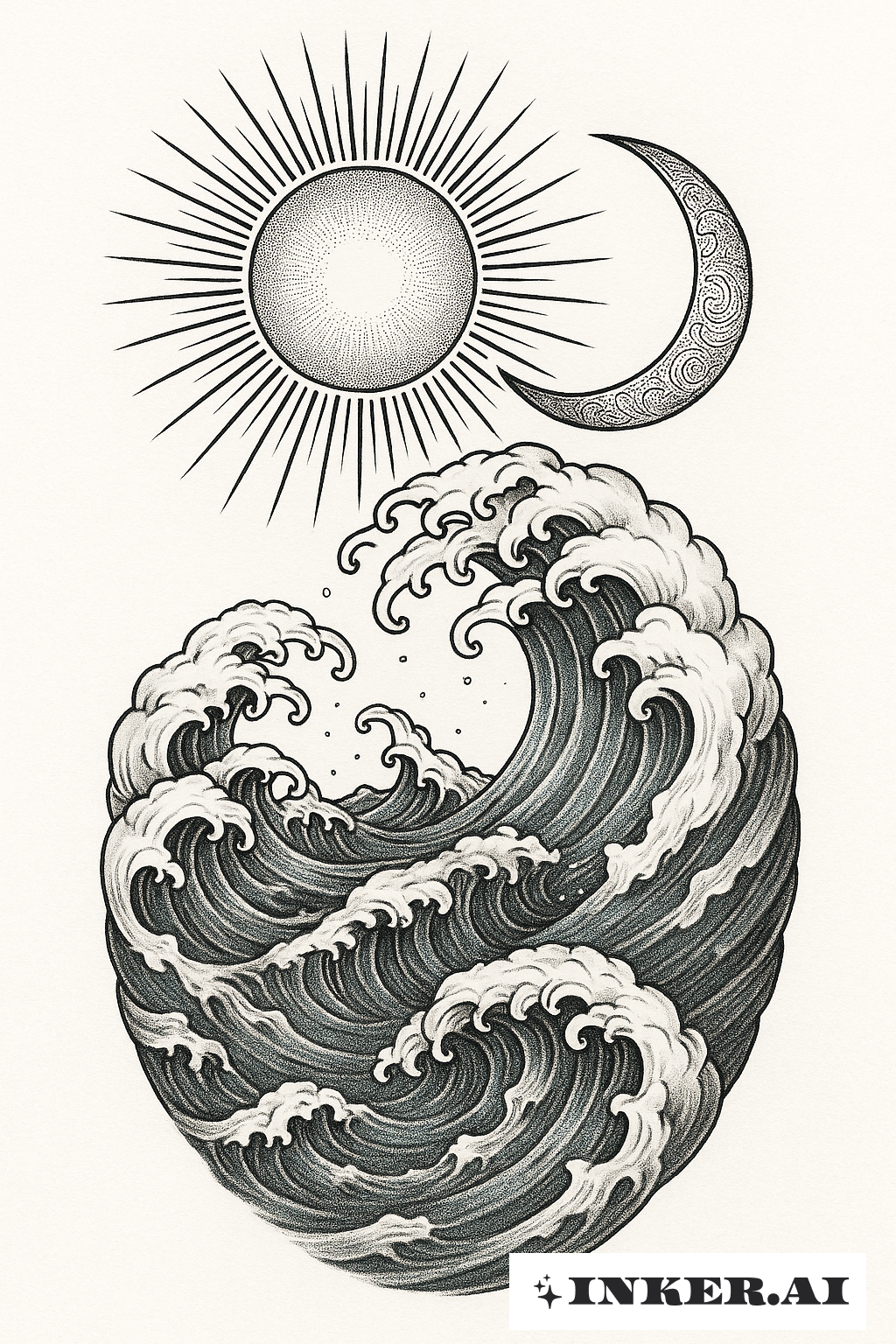 Mặt Trời Và Mặt Trăng Trên Sóng Hokusai