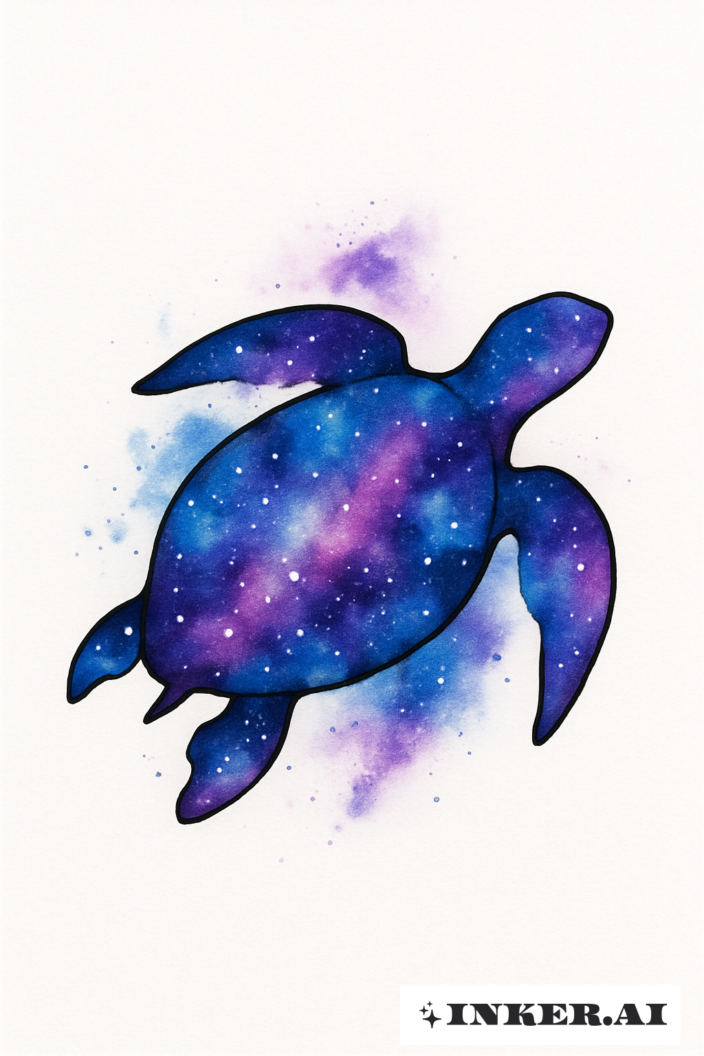 Galaxy Watercolor Turtle Silhouette