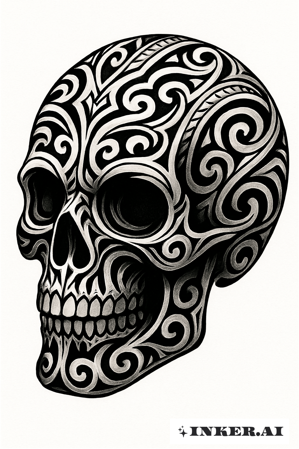 Un Totenkopf avec des motifs inspirés des Maori