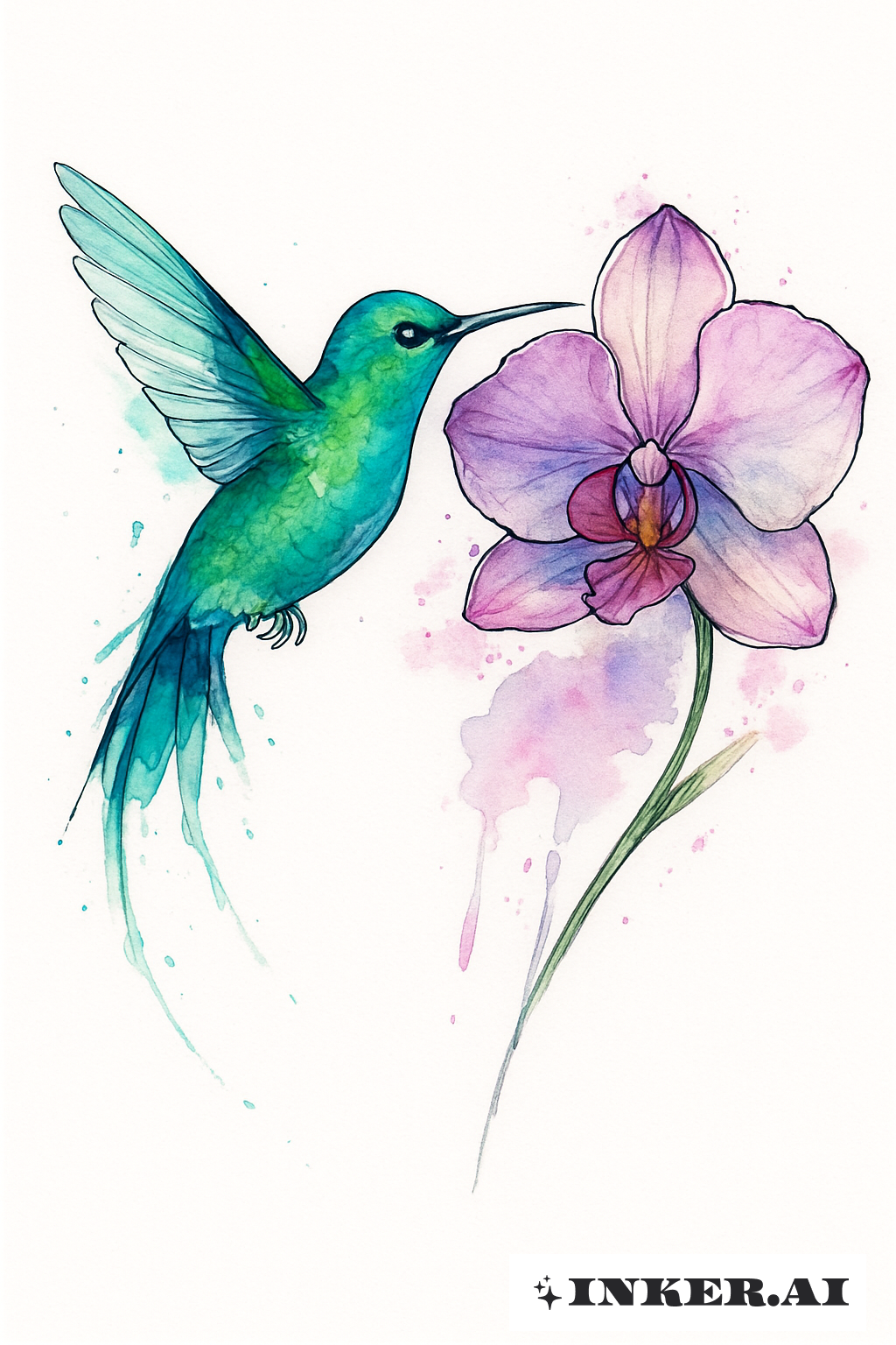 Colibrí y una Orquídea Marchita