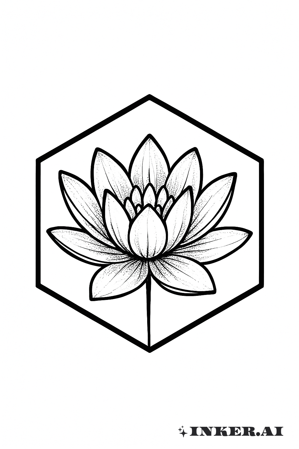 육각형 프레임 안의 수련