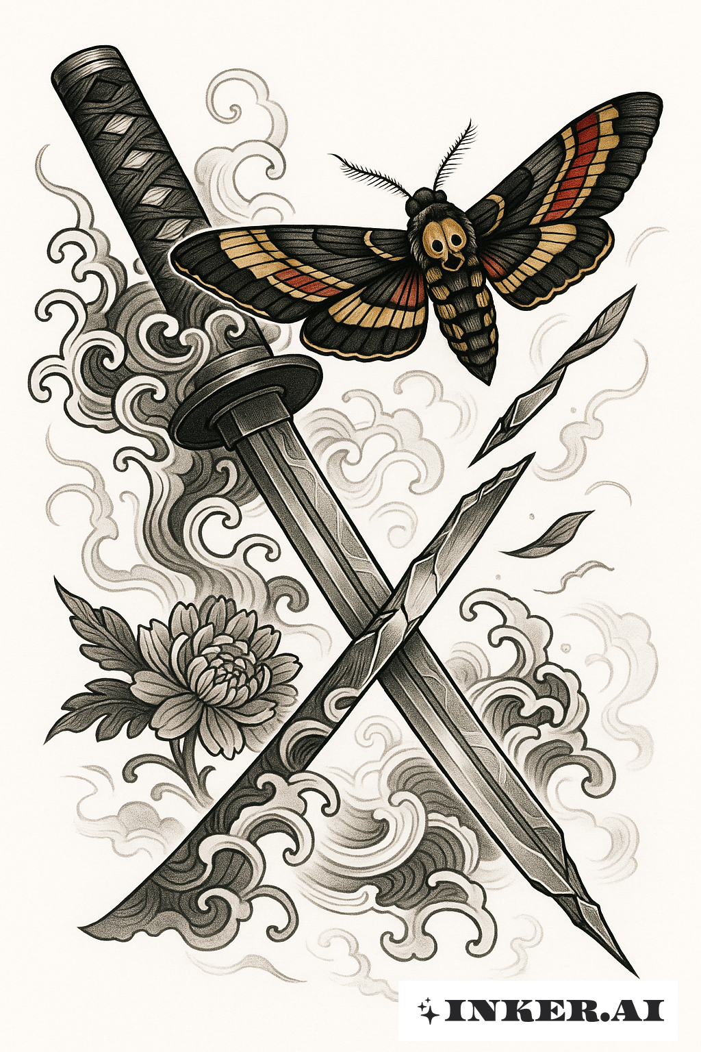Broken Katana And The Perching Death Moth