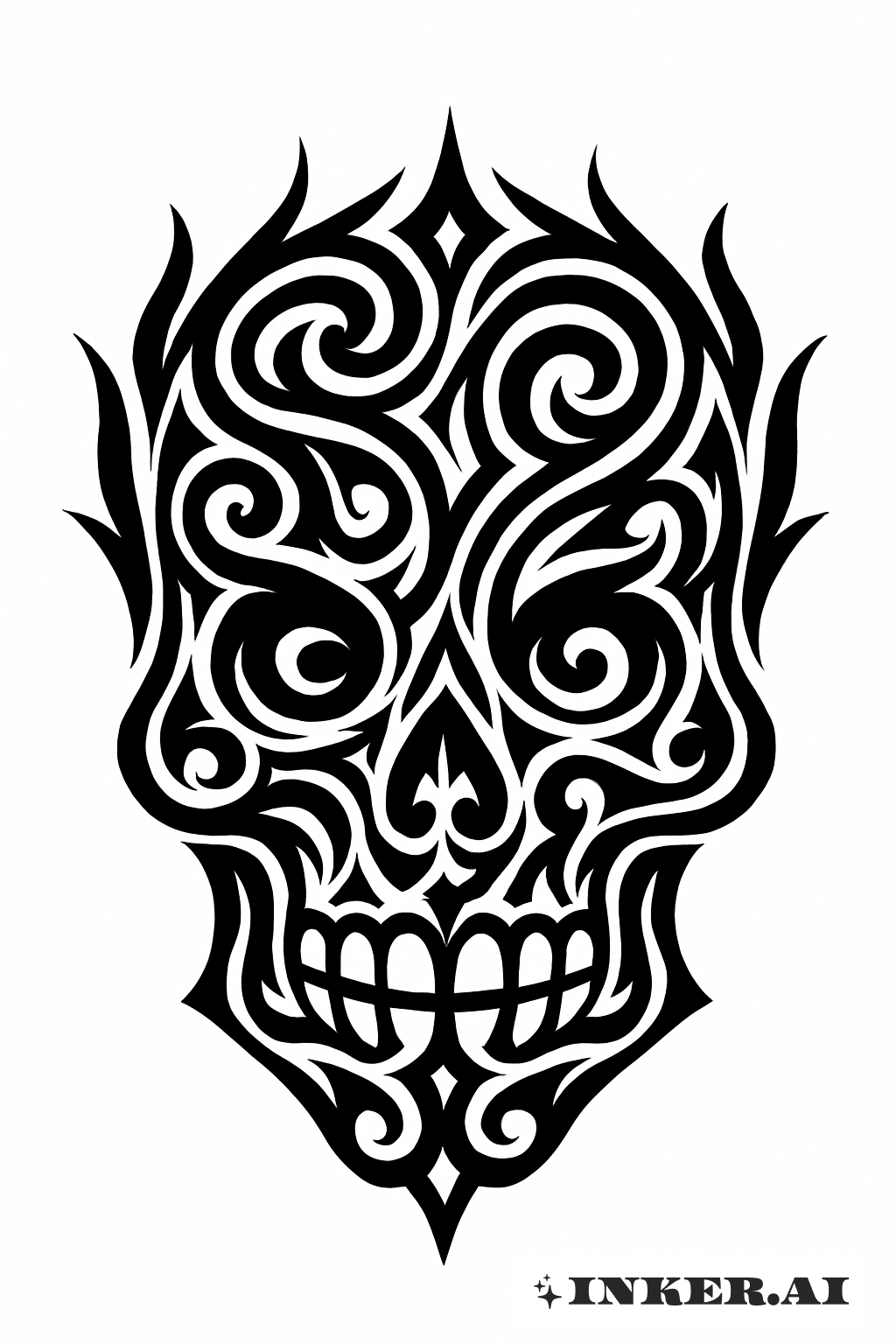 Un Totenkopf Formé à Partir de Volutes Tribales