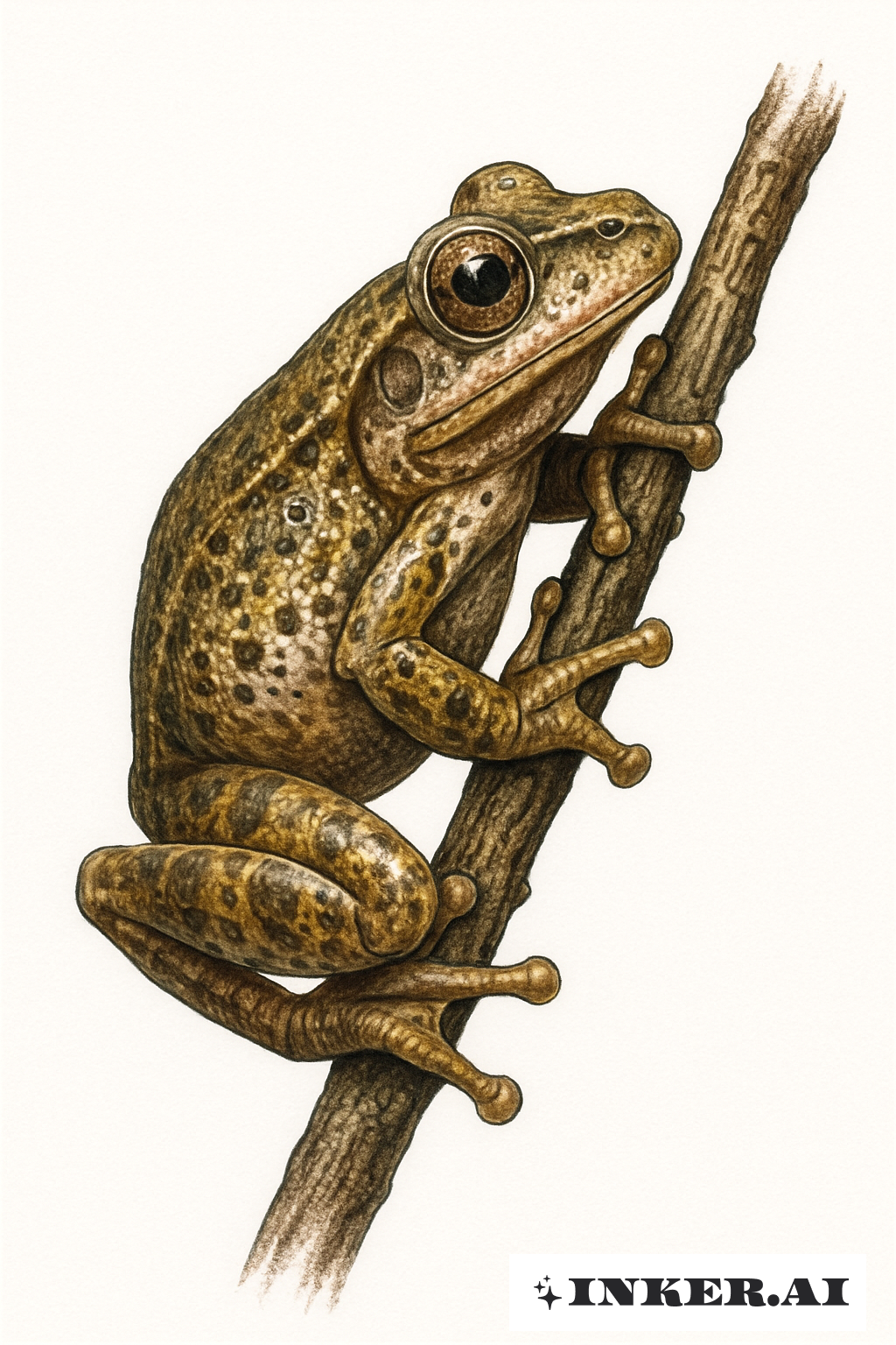 Grenouille Grimpante Détailée sur une Branche