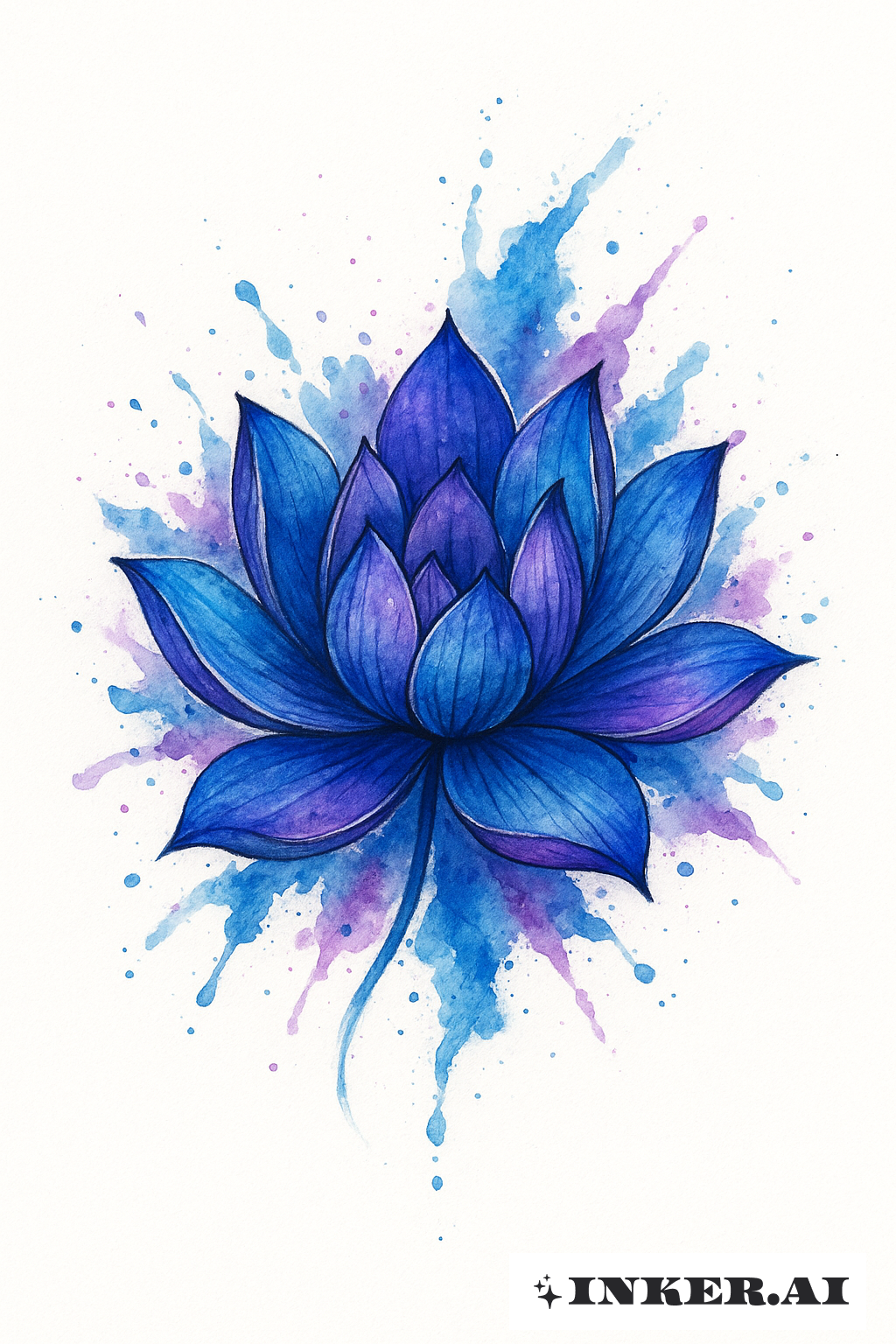 Blue and Purple Lotus Flower Splash