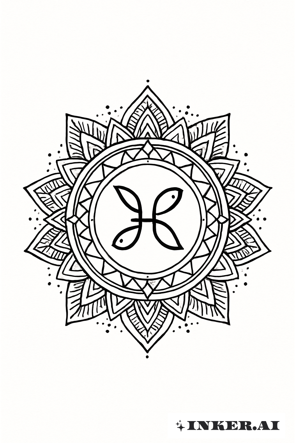 O Símbolo de Peixes Dentro de uma Mandala Geométrica