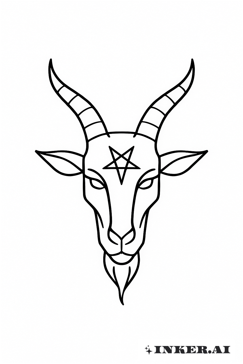 Minimalistischer Umriss eines Baphomet-Kopfes