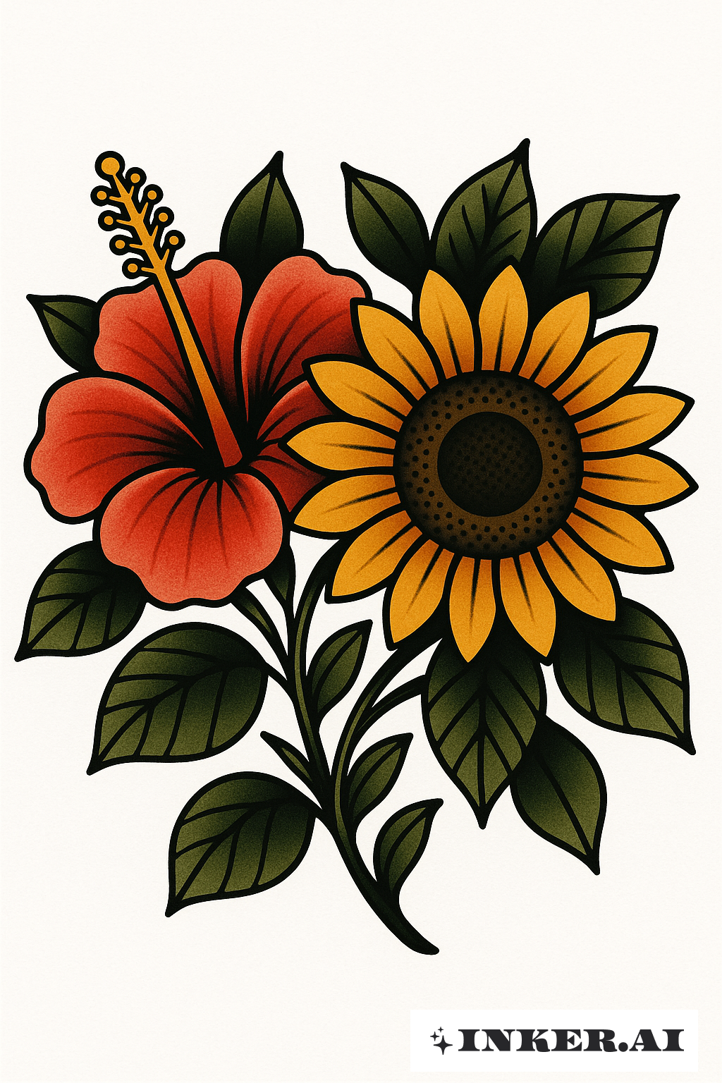 Pareja de Hibisco Vibrante y Girasol