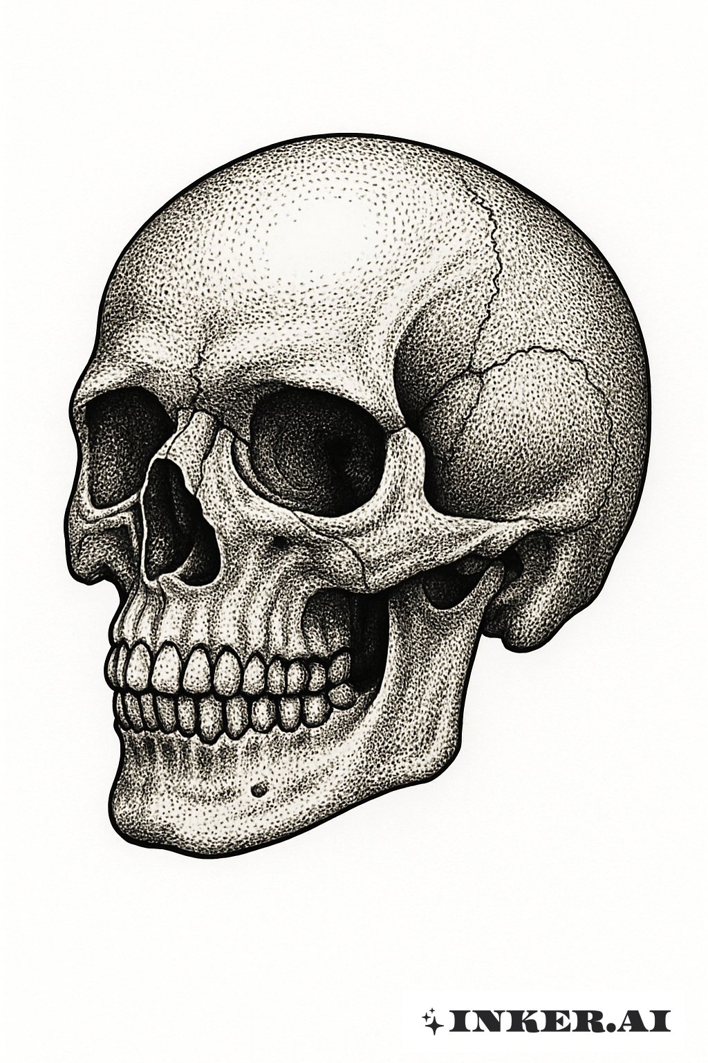 Um Crânio Humano Detalhado em Stick And Poke