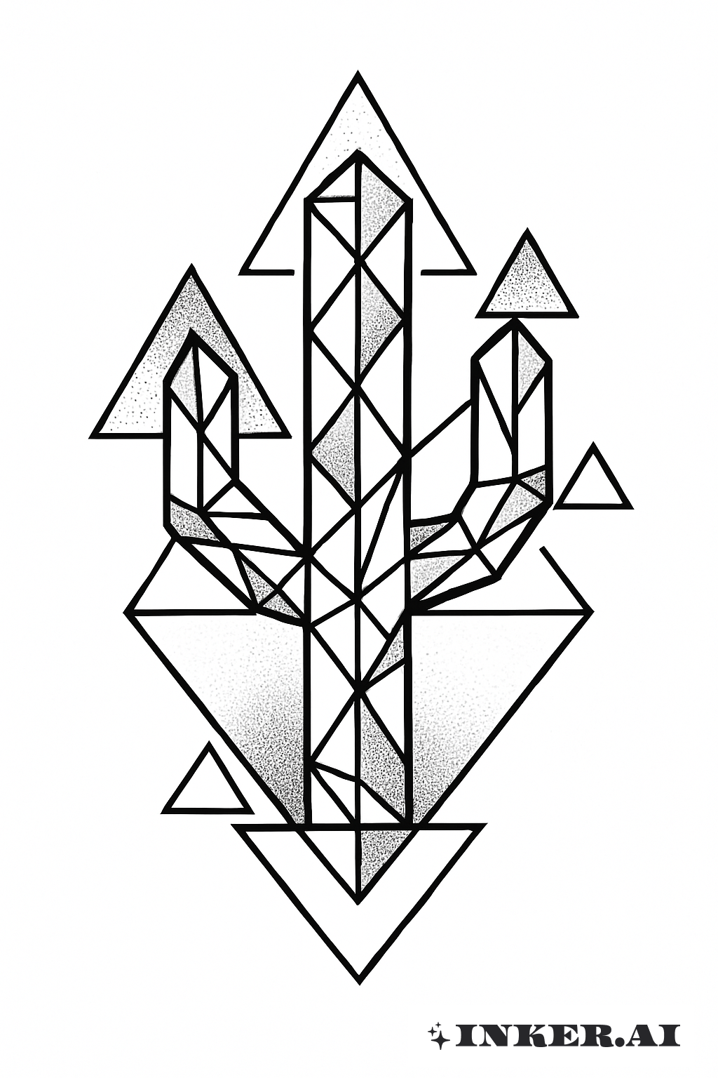 Geometrischer Saguaro-Kaktus mit Dreiecken