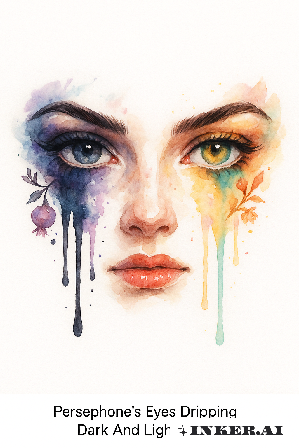 Persephone's Eyes Dripping Dark And Light Paint