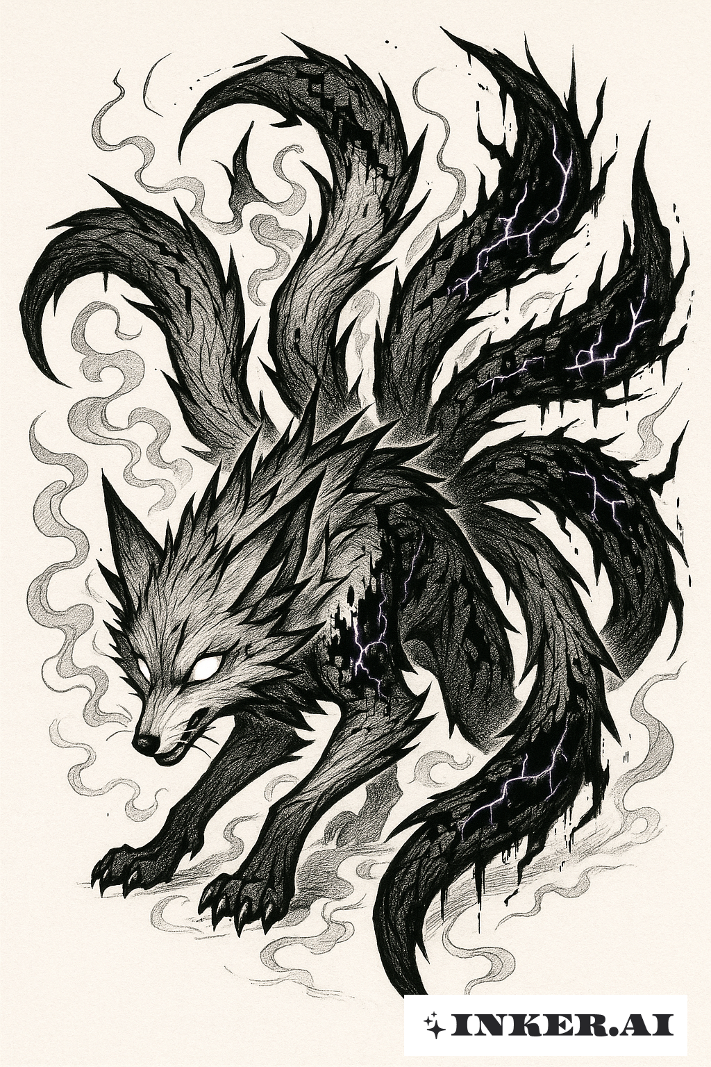 Renard Esprit Infecté Avec Queues Corrompues