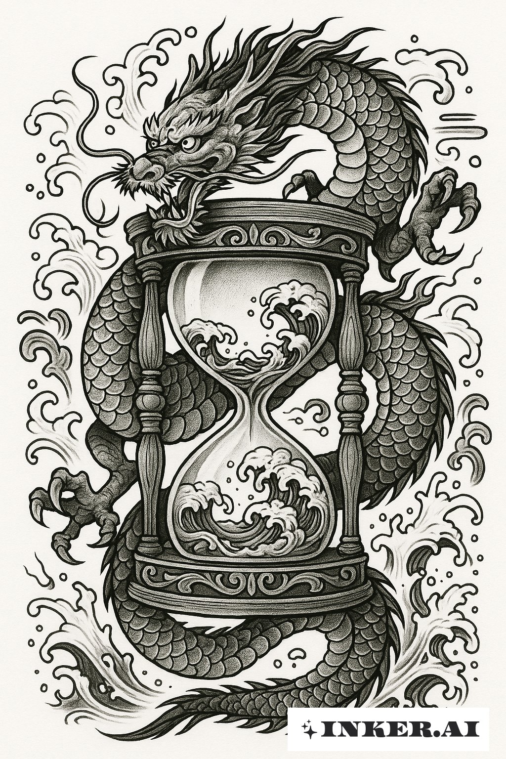 Sablier de Dragon et Vagues