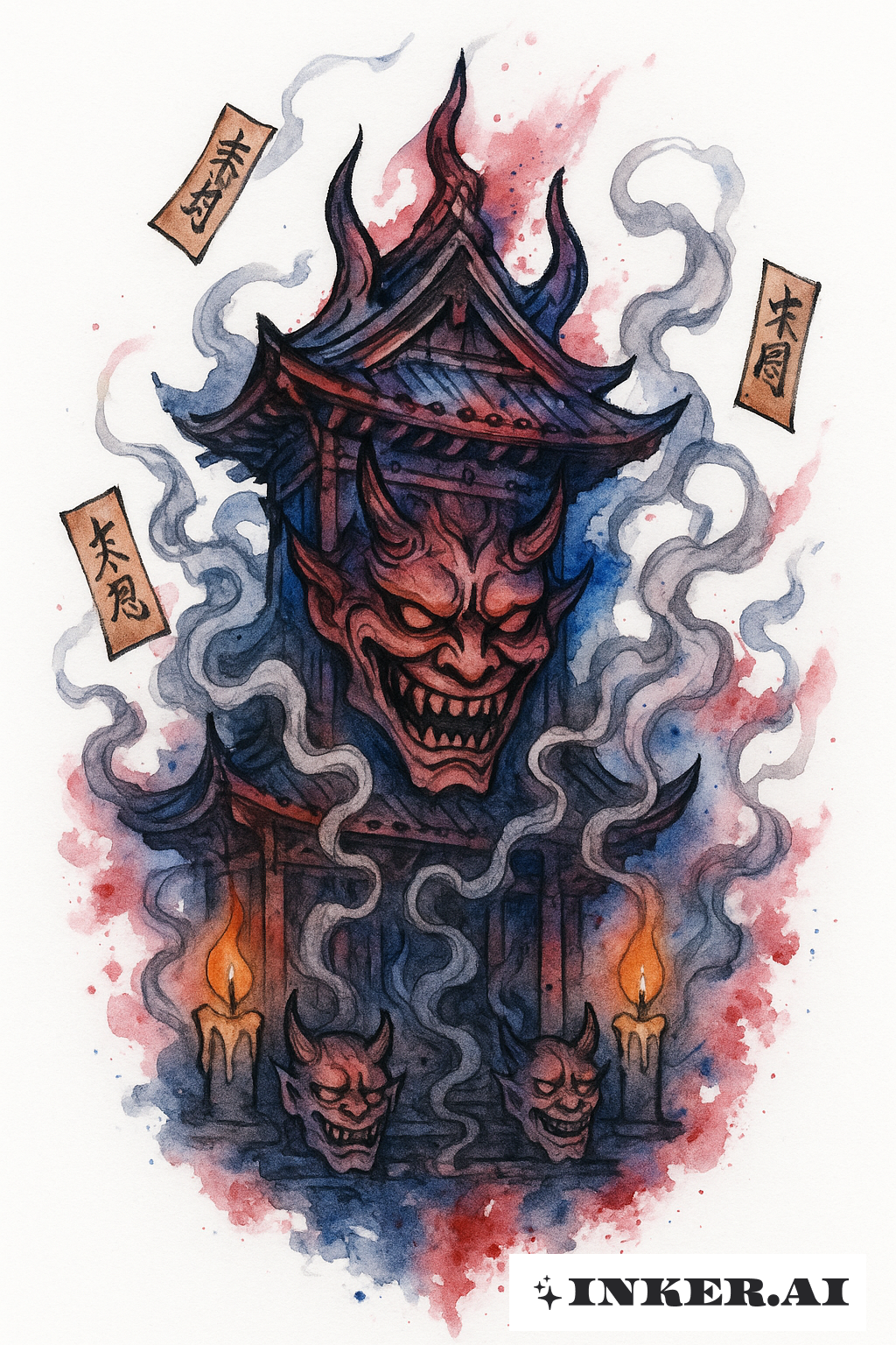 Un Sanctuaire Malveillant Aquarelle de Sukuna