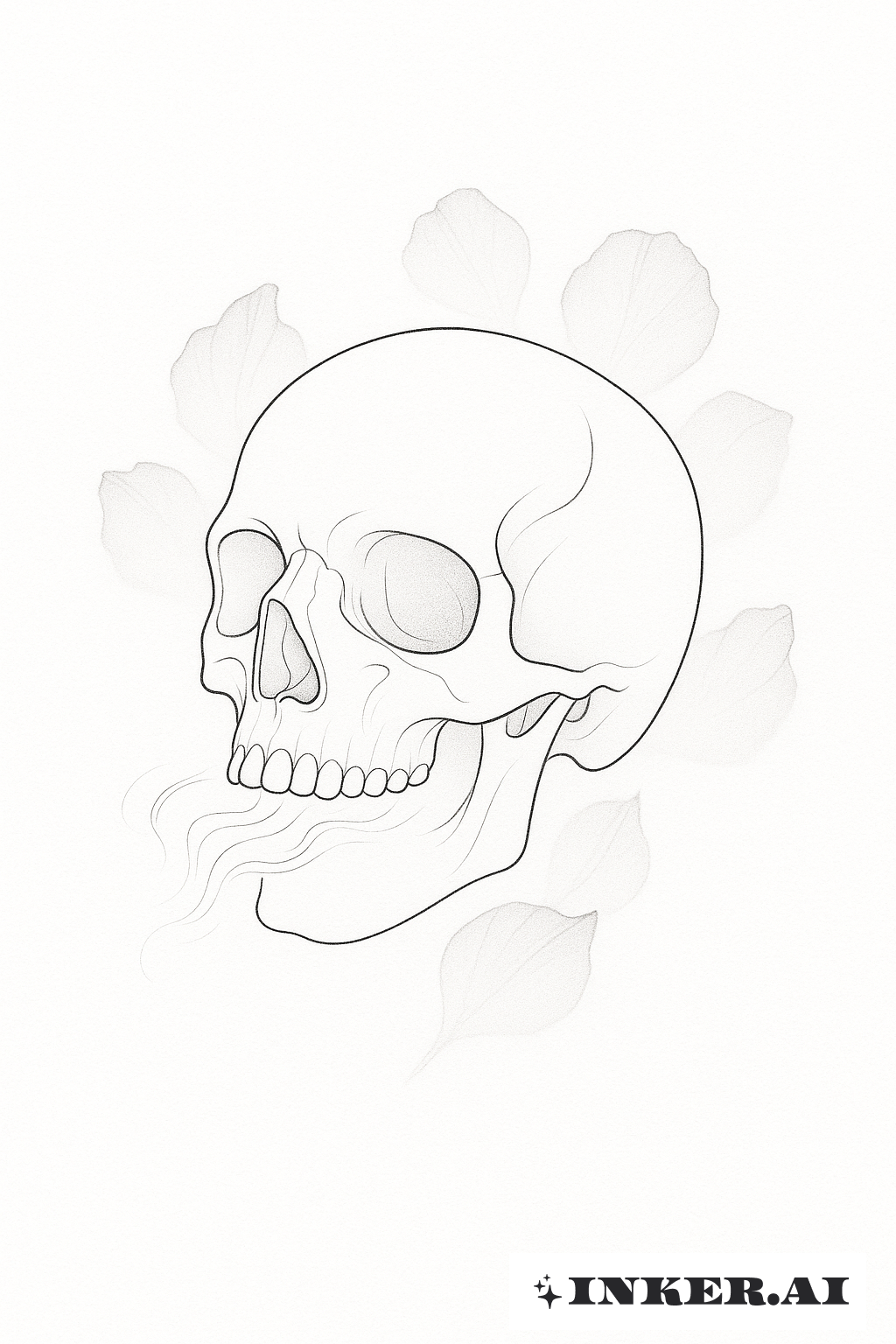 Totenkopf Sussurrante com Pétalas de Rosa Desvanecendo
